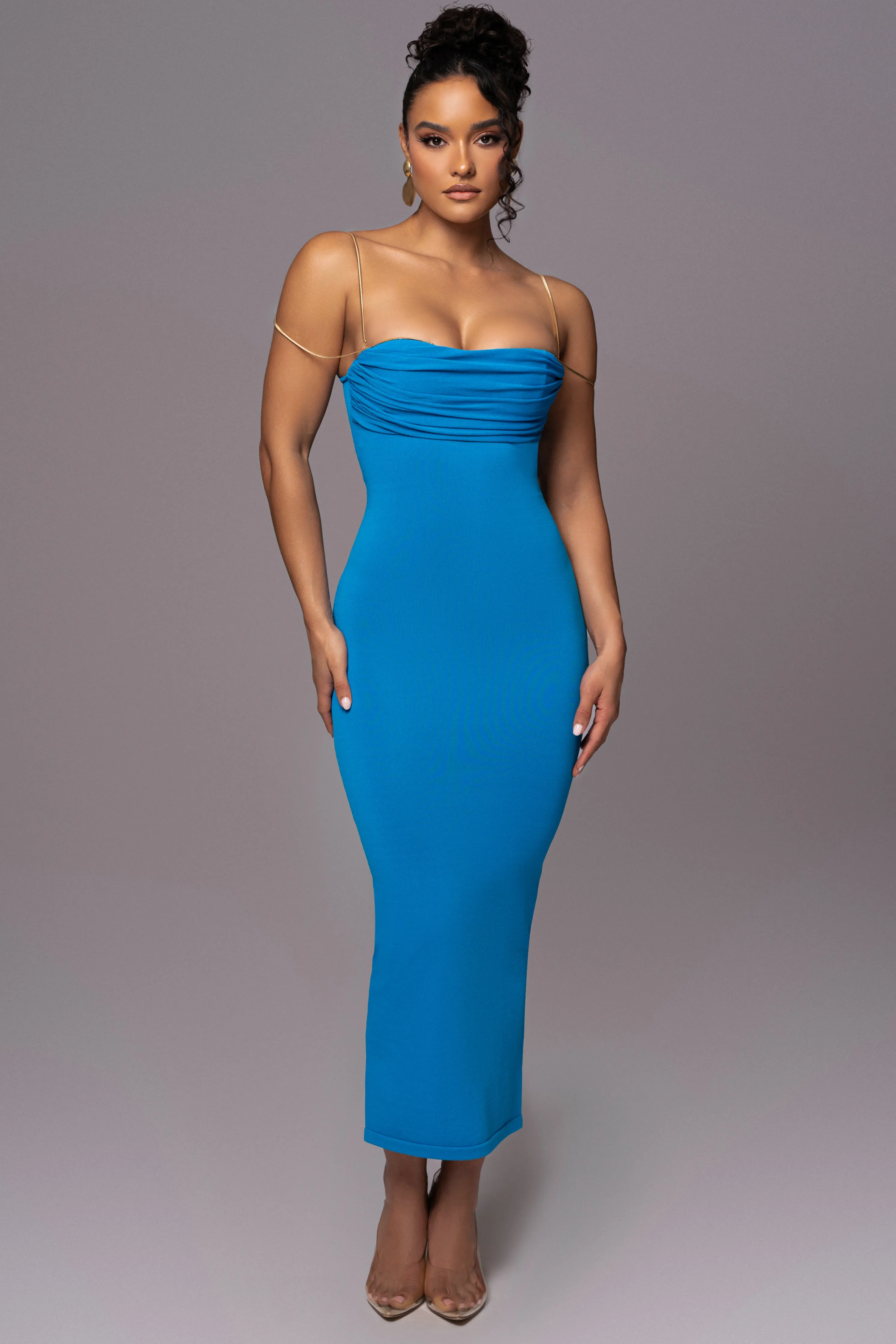 Aqua La Lune Drape Midi Dress