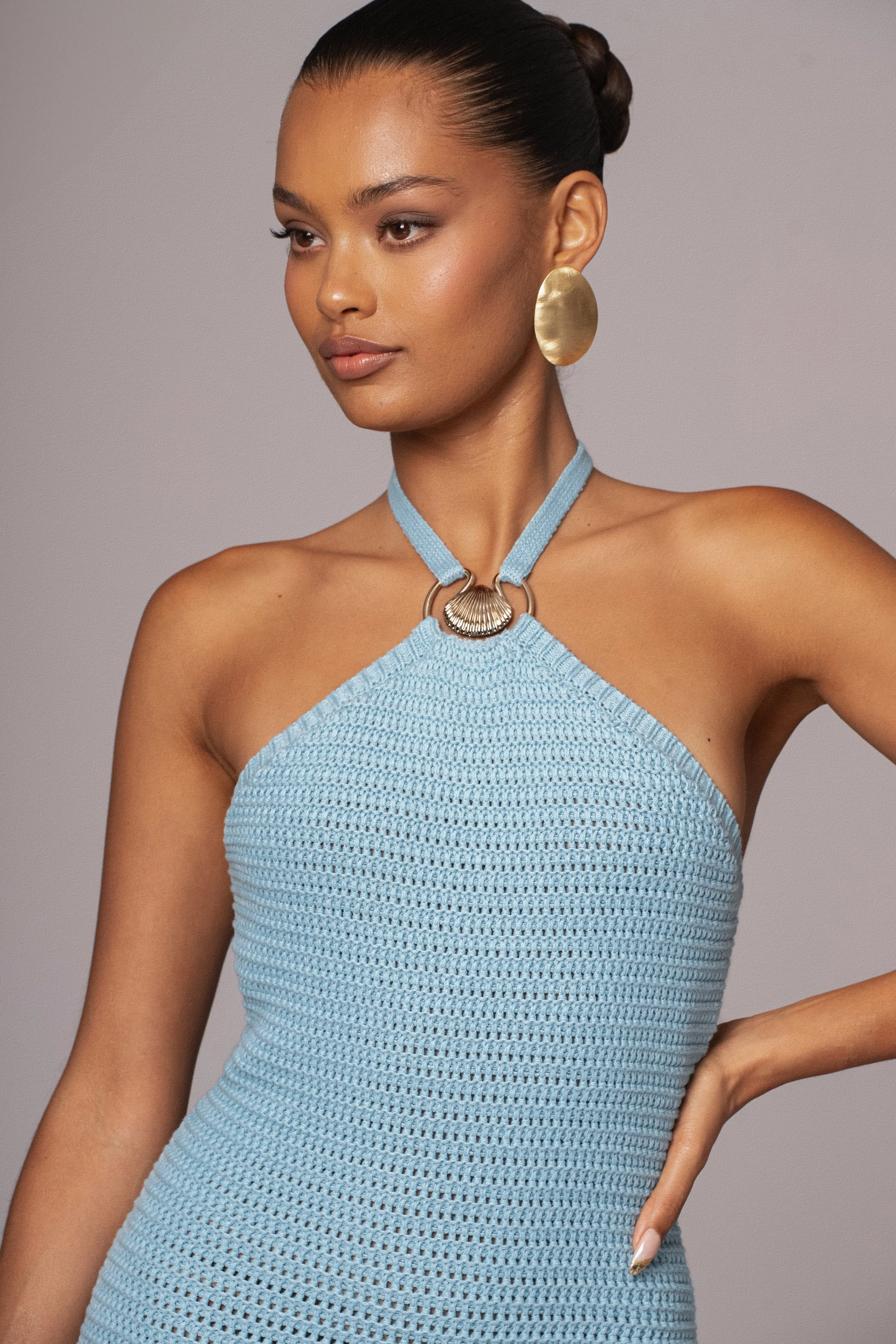 Aqua Overseas Halter Maxi Dress