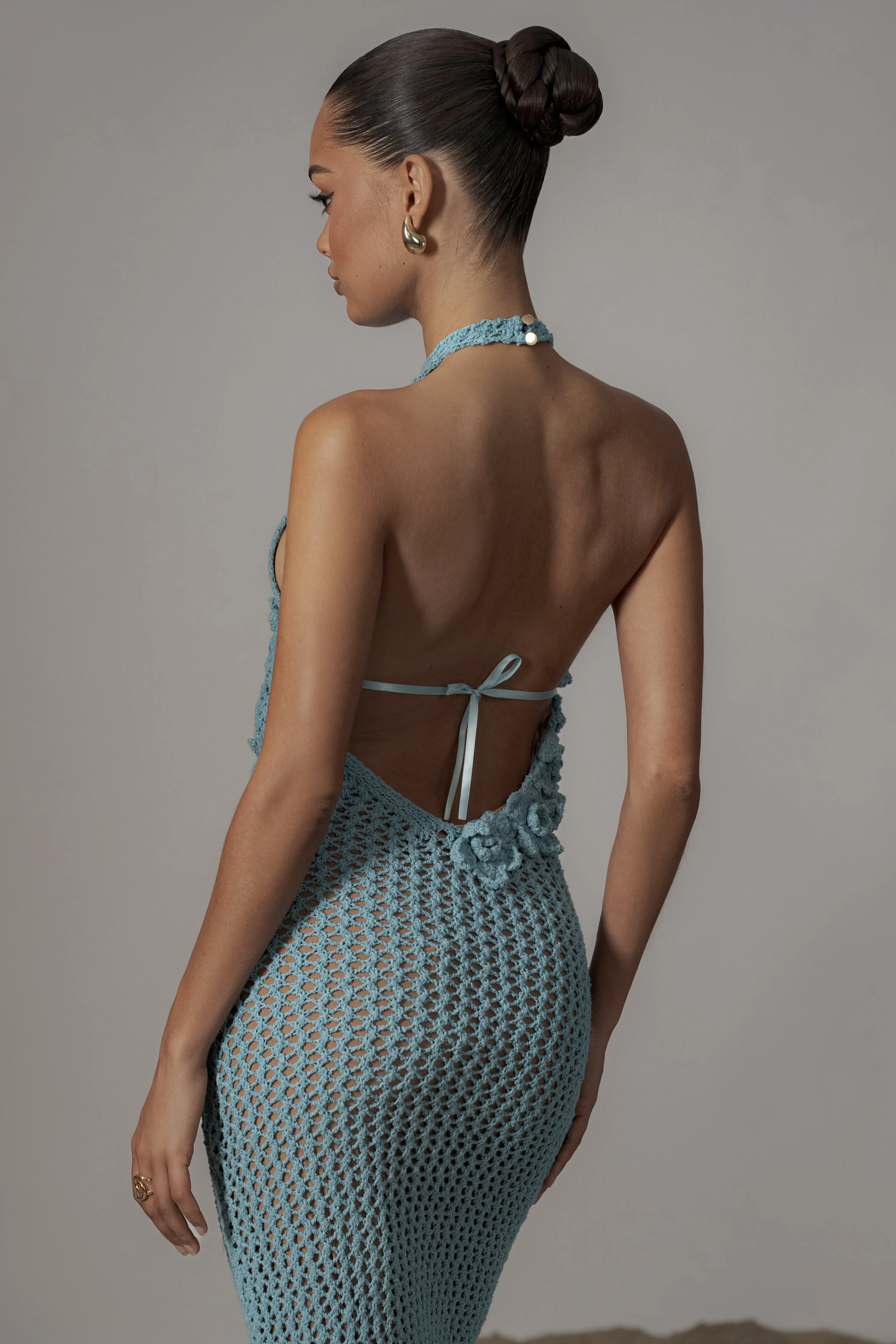 Aqua Paradise Crochet Maxi Dress