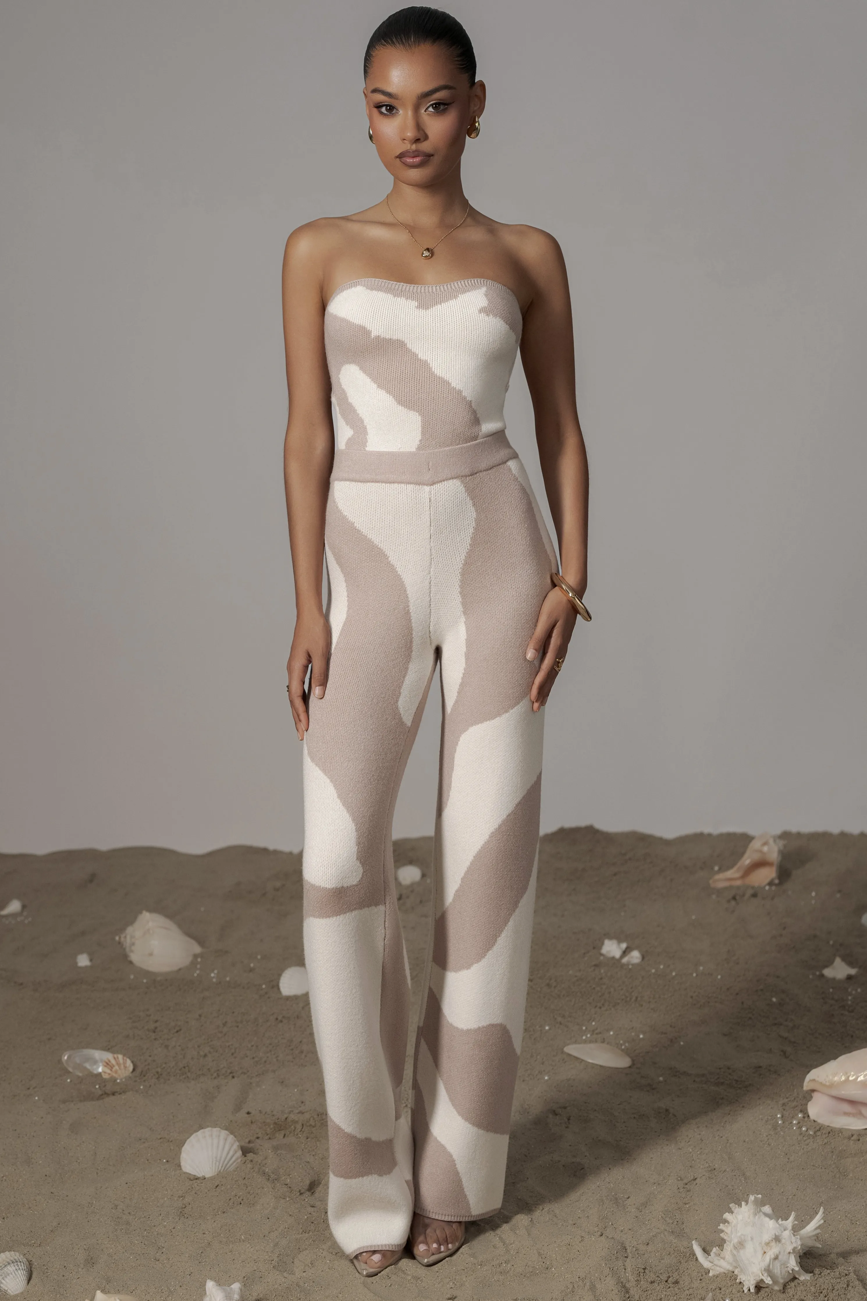 Beige Abstract Tropic Oasis Top