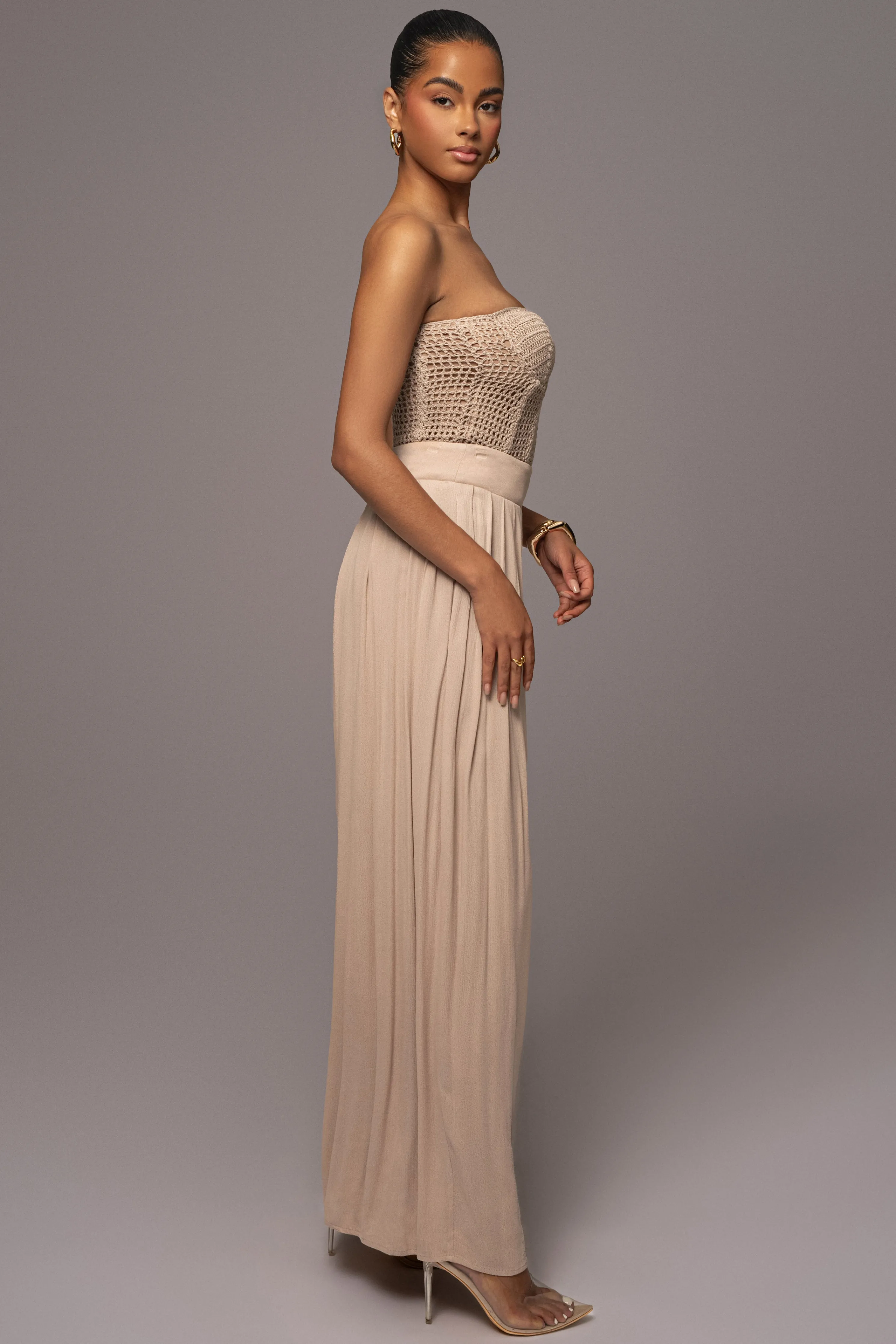 Beige After Sunset Pleated Pants