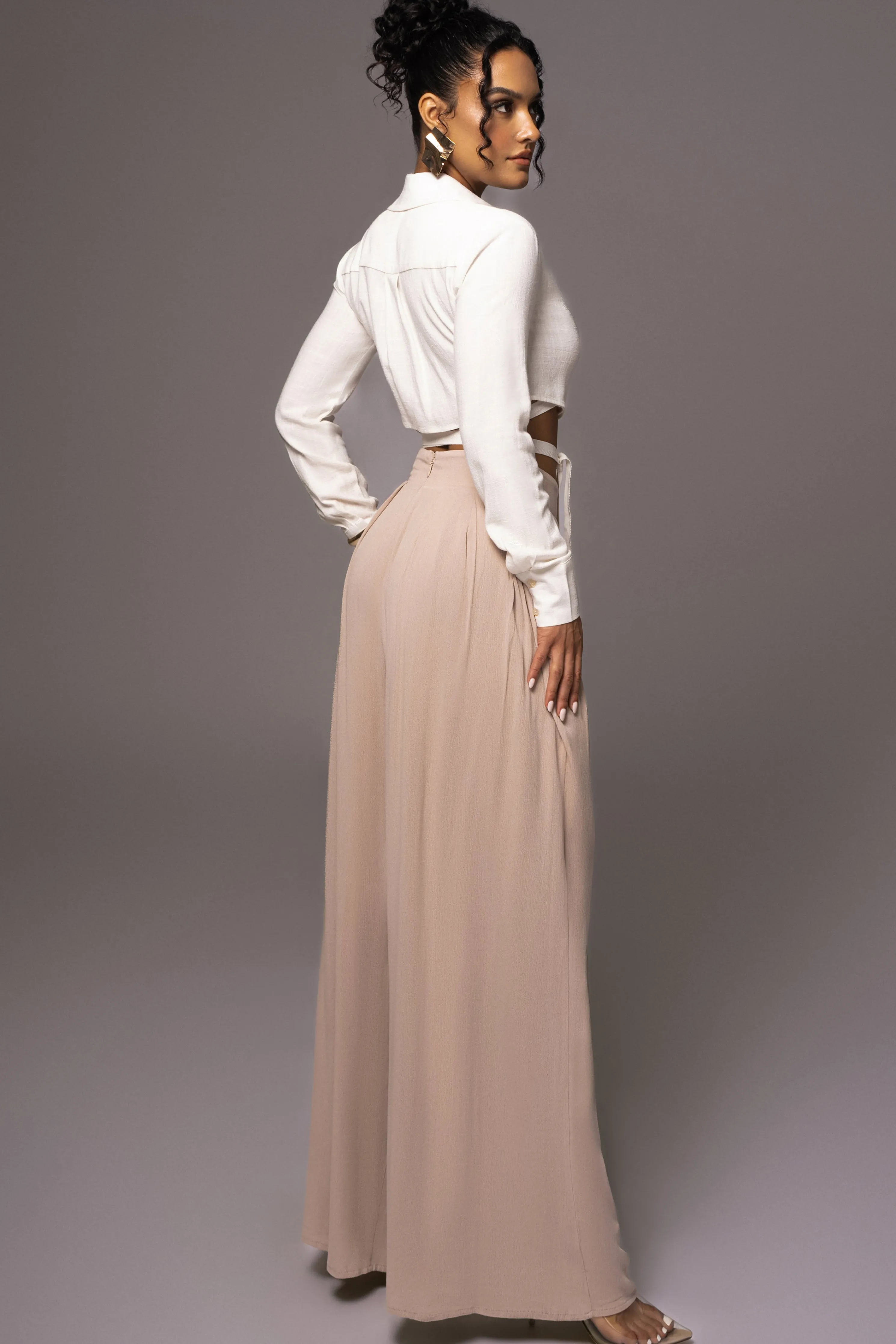 Beige After Sunset Pleated Pants