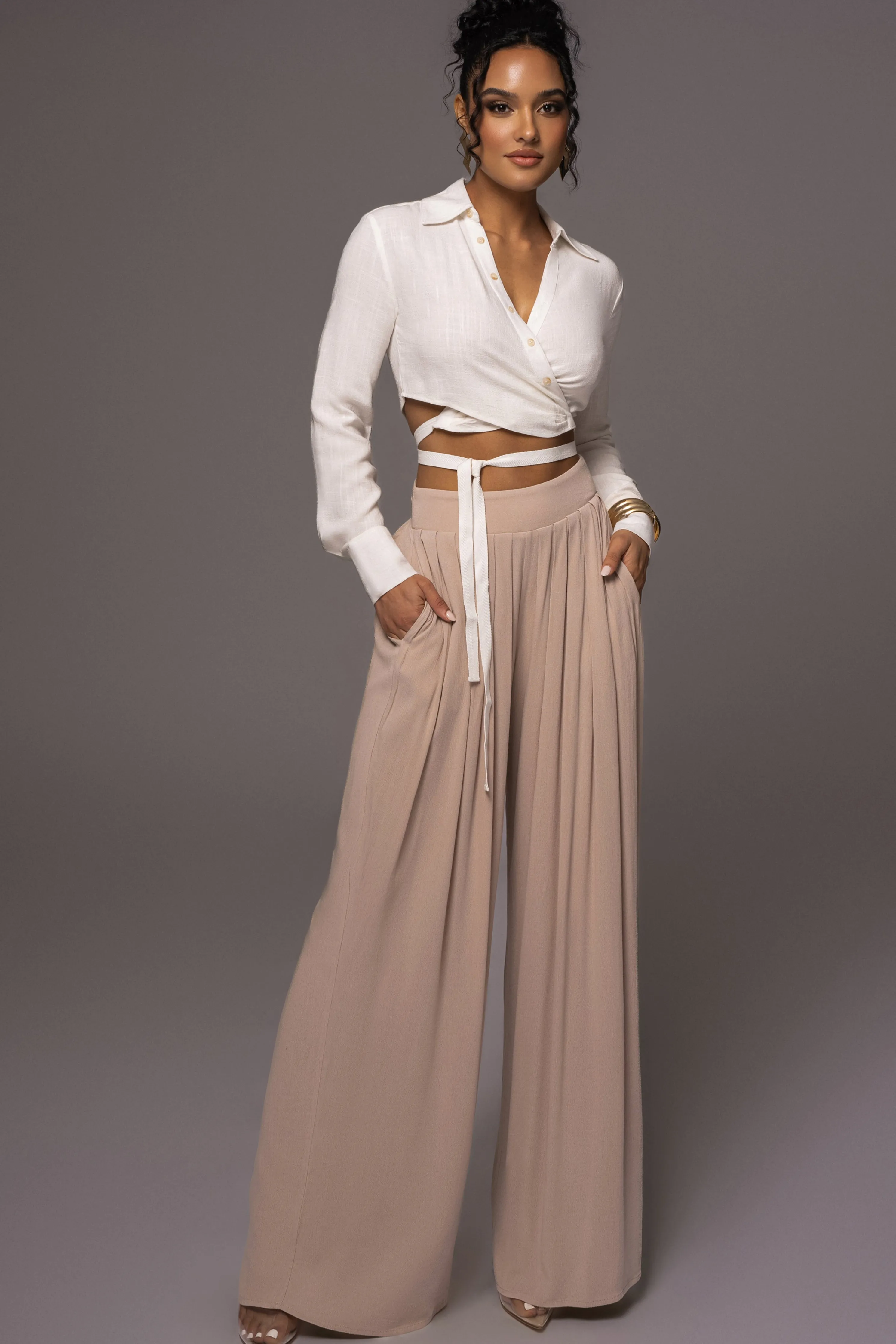 Beige After Sunset Pleated Pants