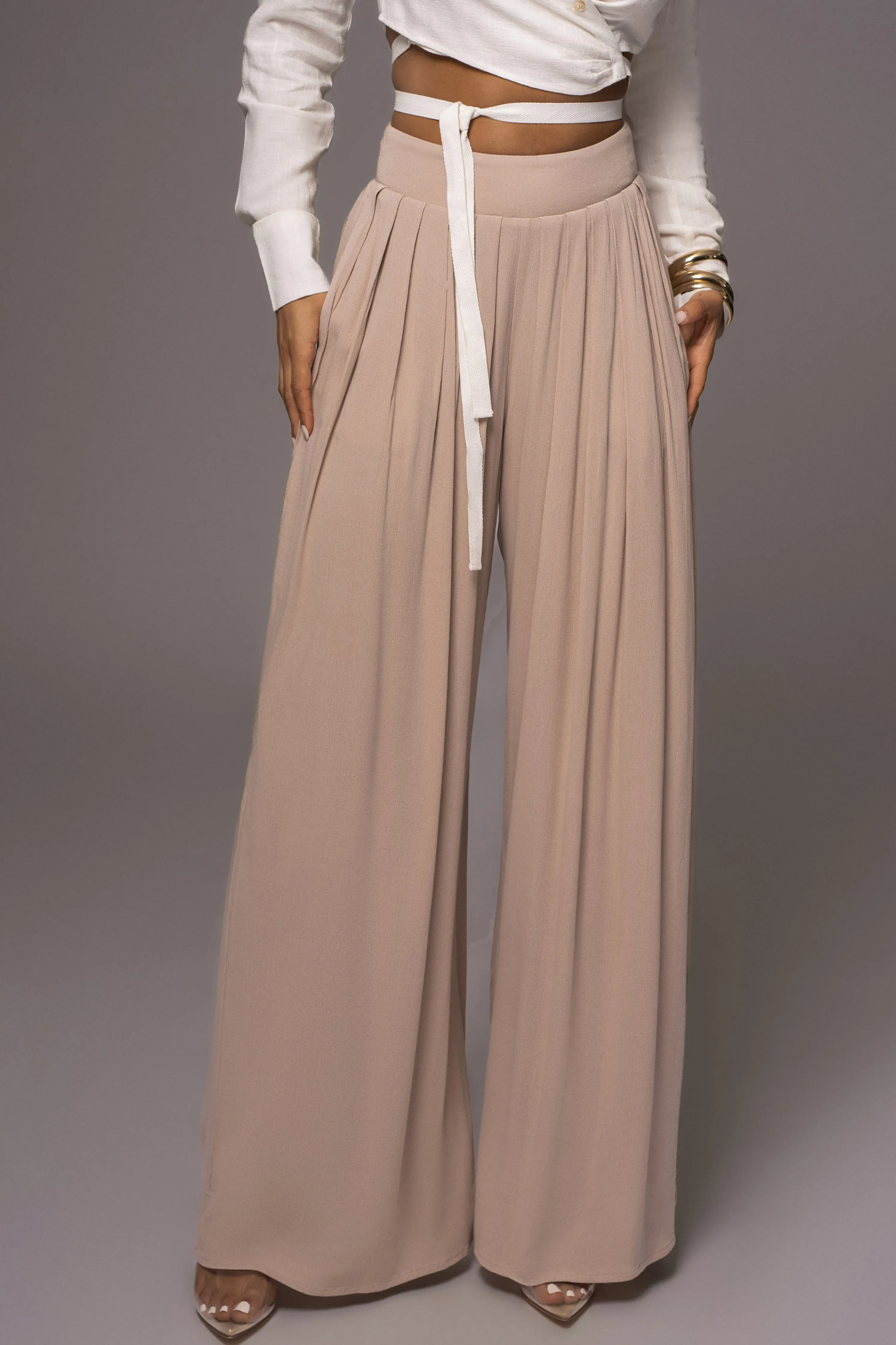 Beige After Sunset Pleated Pants