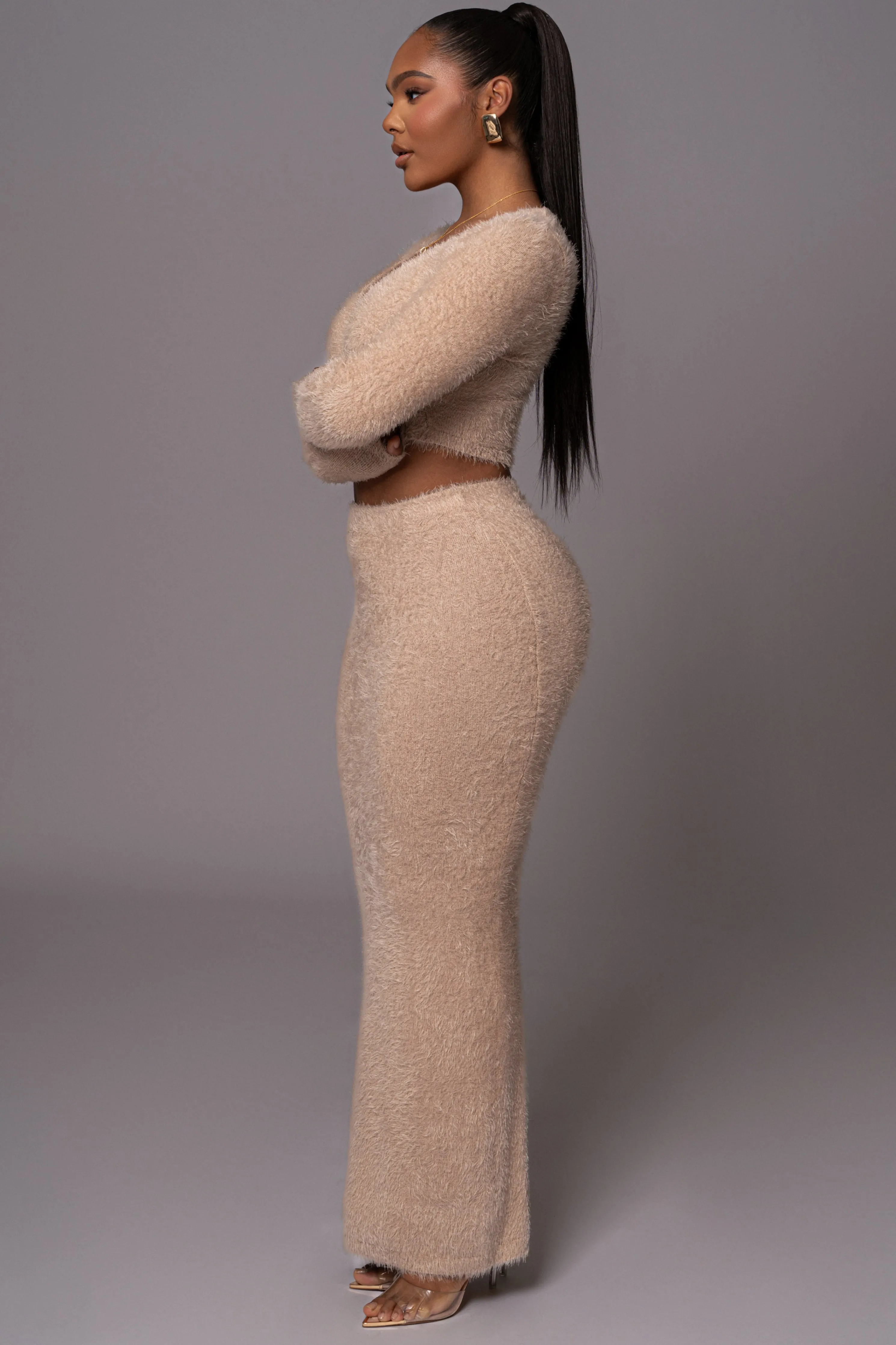 Beige Annette Sweater Knit Skirt Set