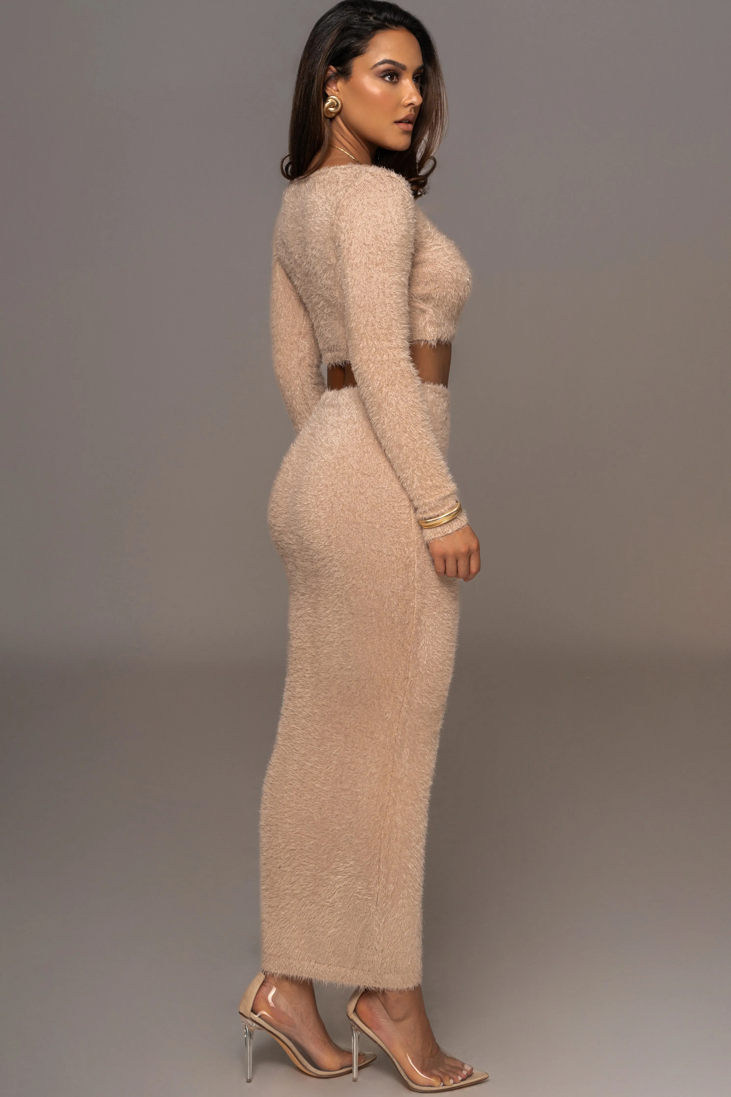 Beige Annette Sweater Knit Skirt Set