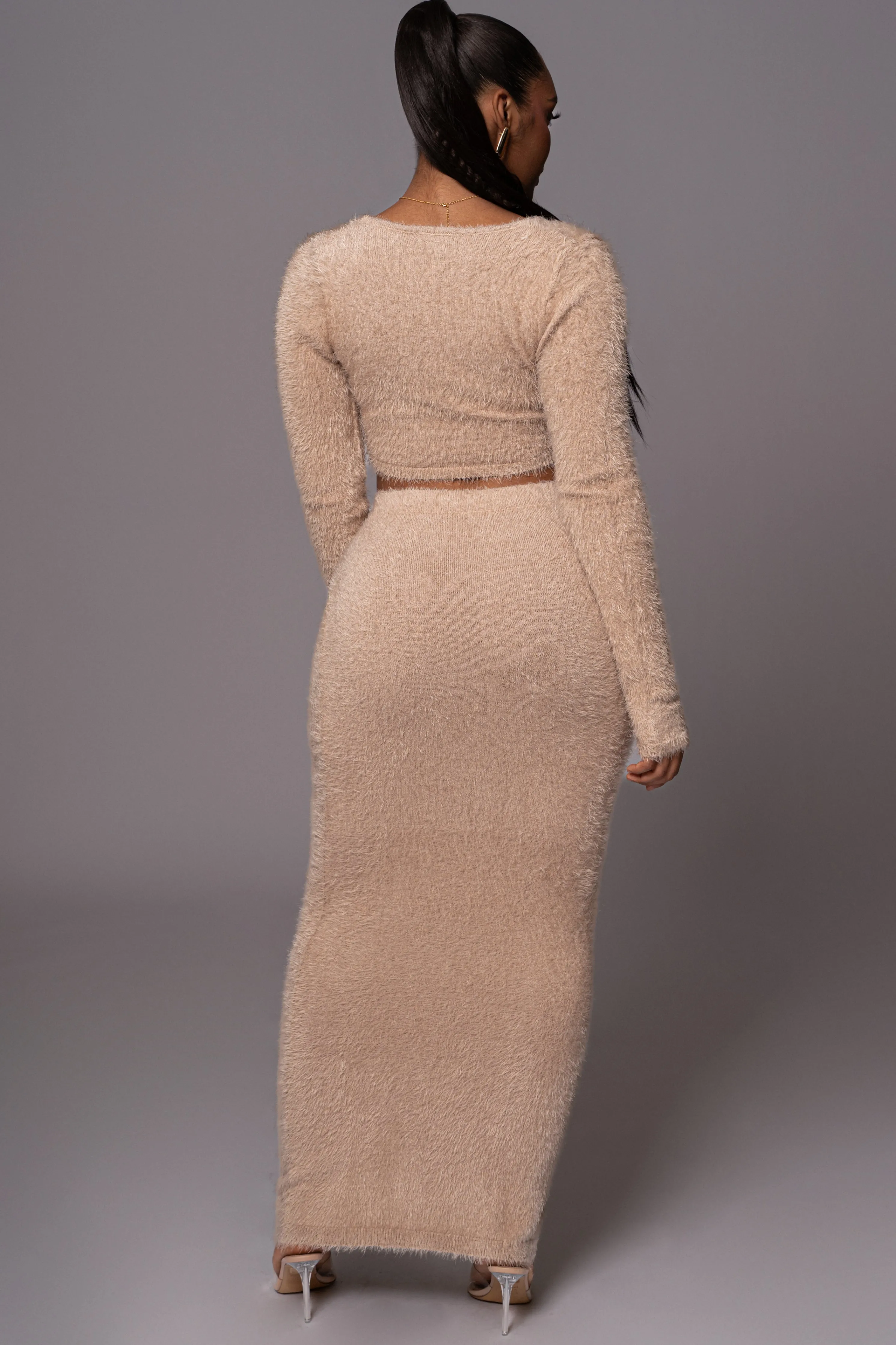 Beige Annette Sweater Knit Skirt Set