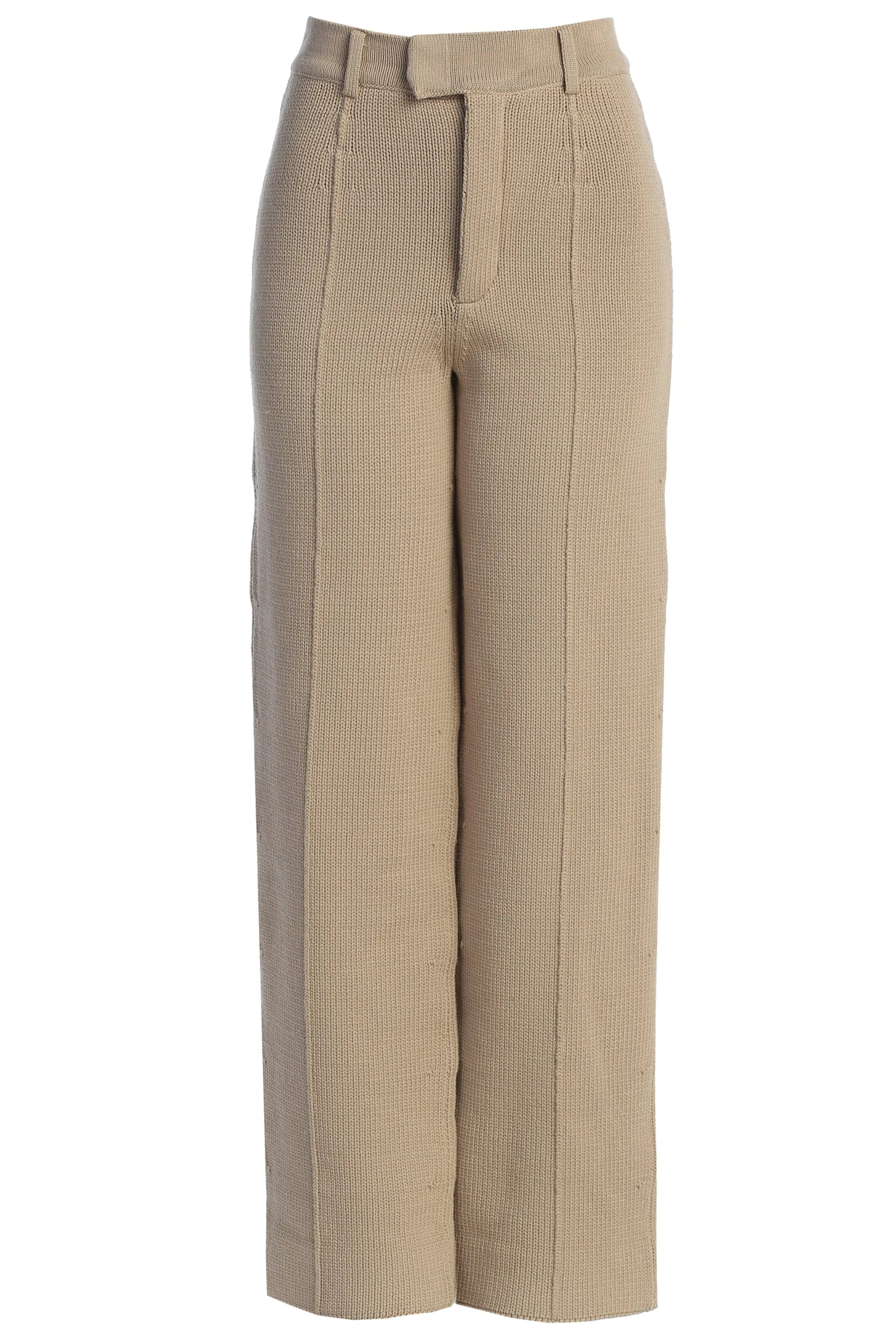 Beige Back In Business Knit Trousers