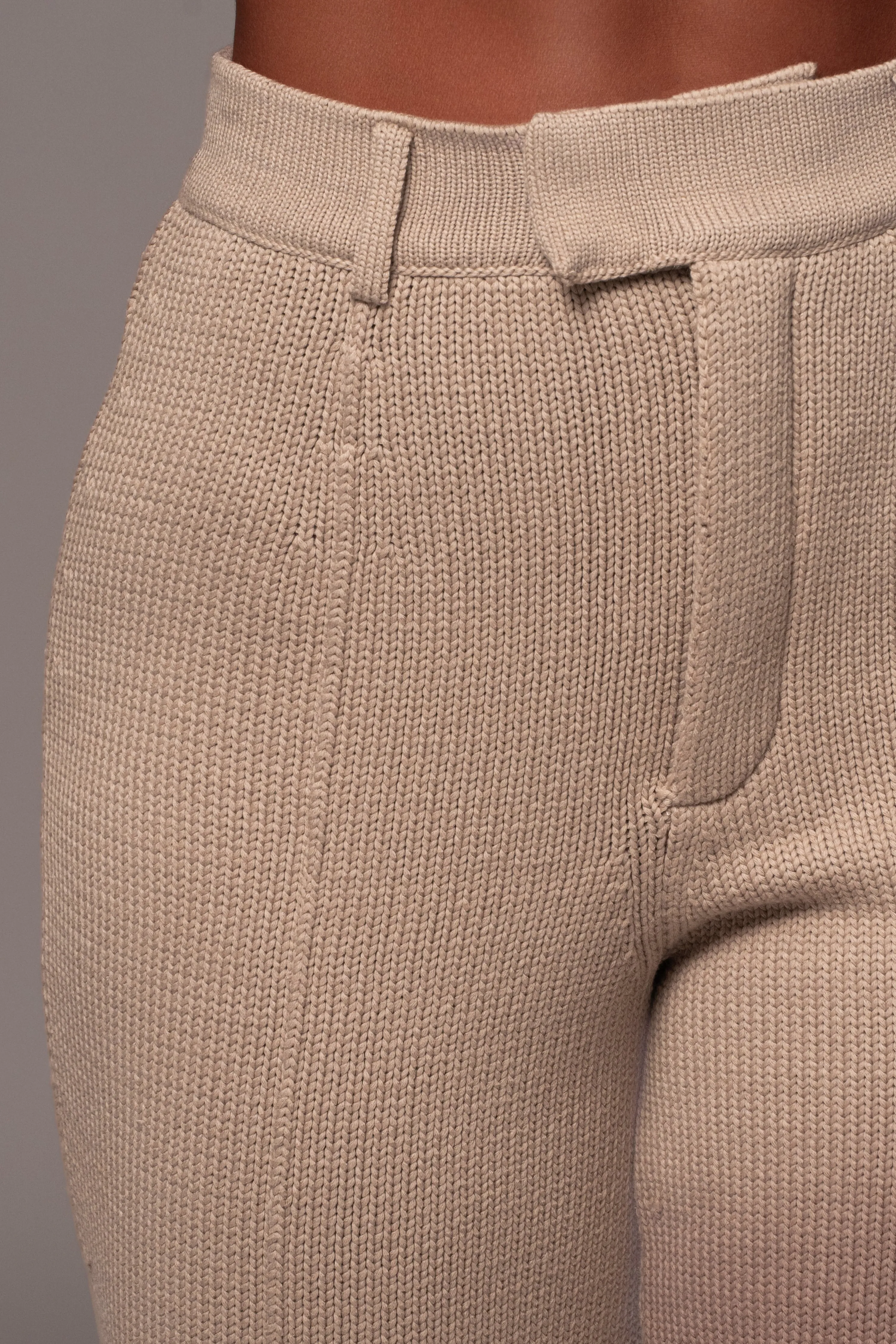 Beige Back In Business Knit Trousers