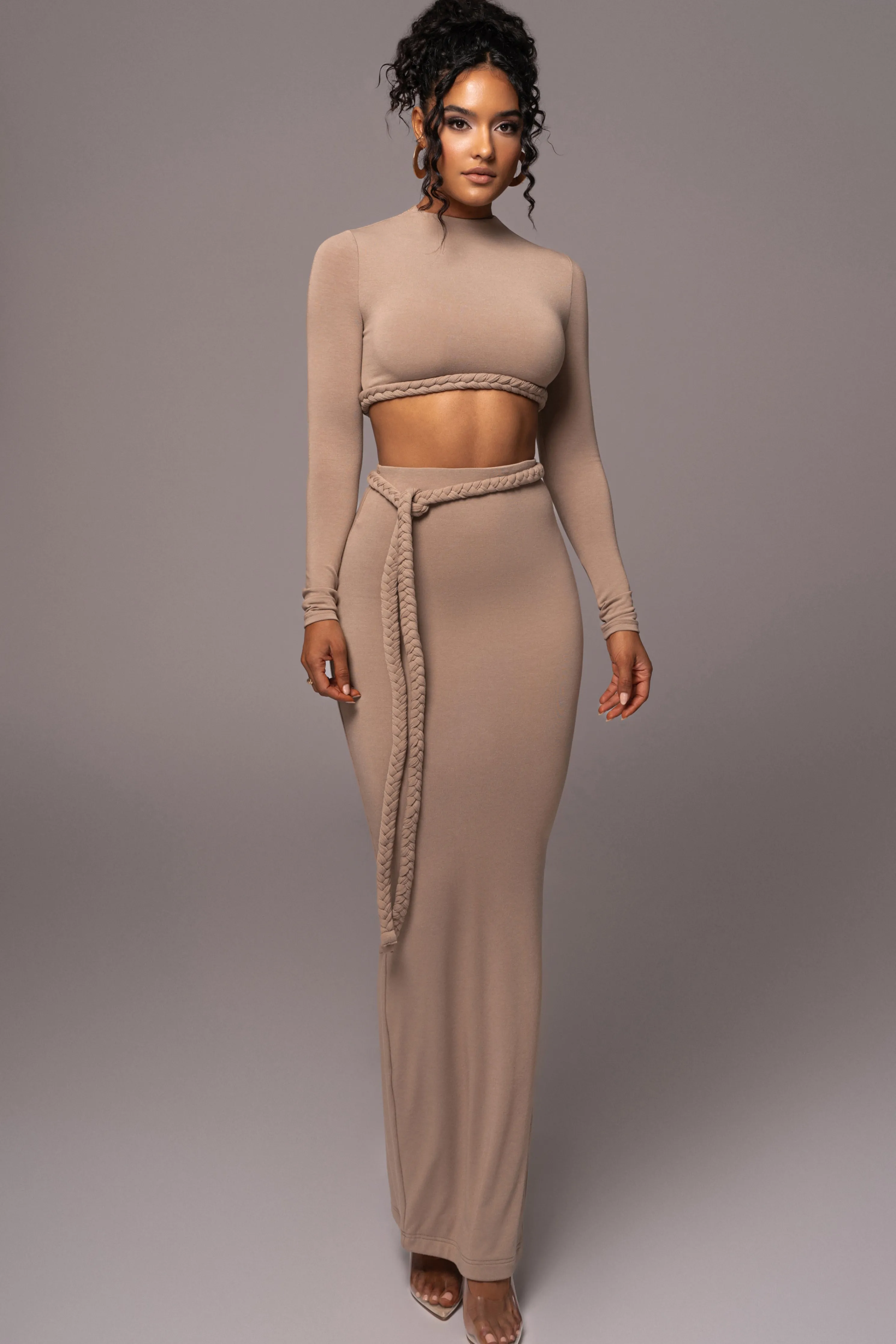 Beige City Love Two-Piece Skirt Set