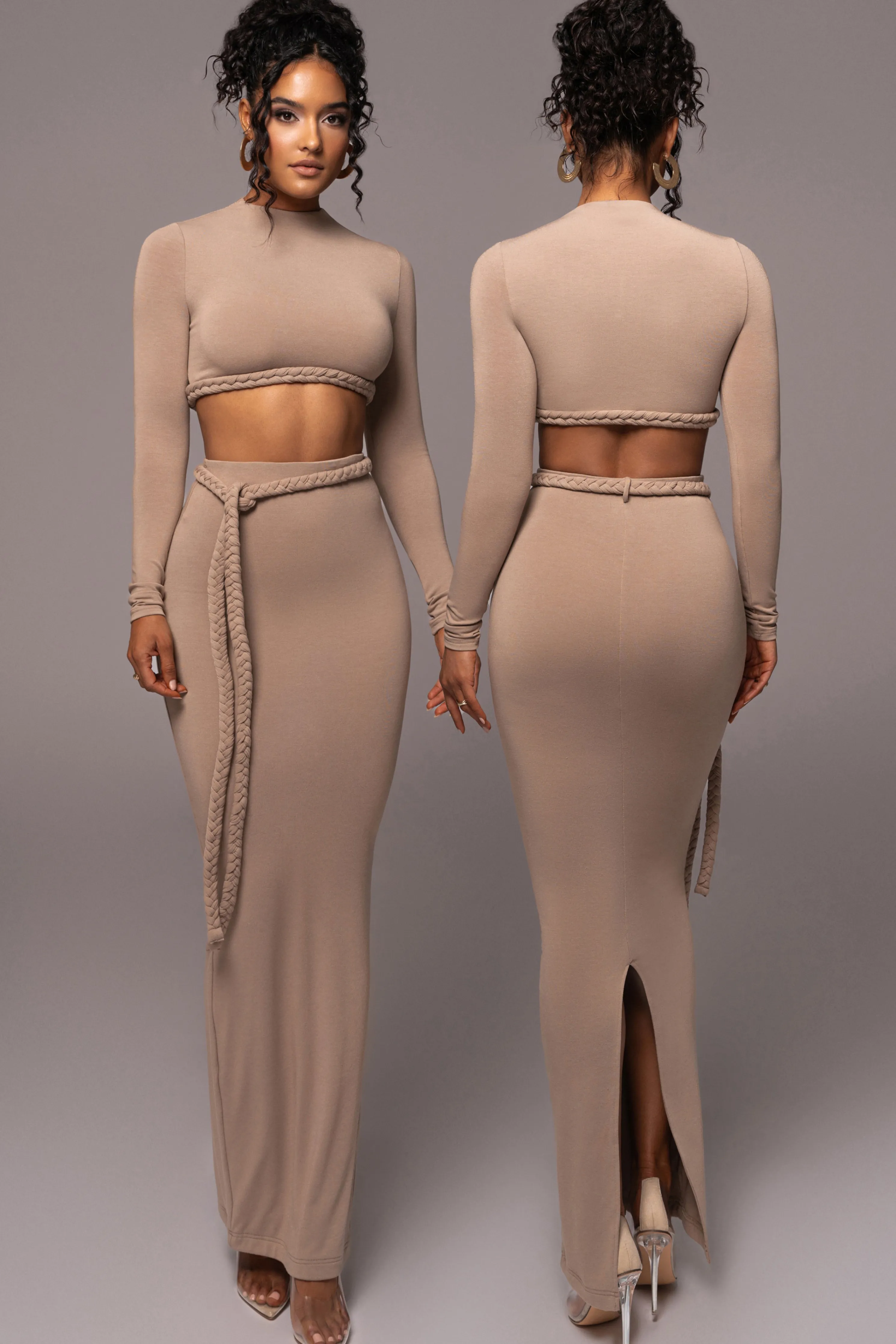 Beige City Love Two-Piece Skirt Set
