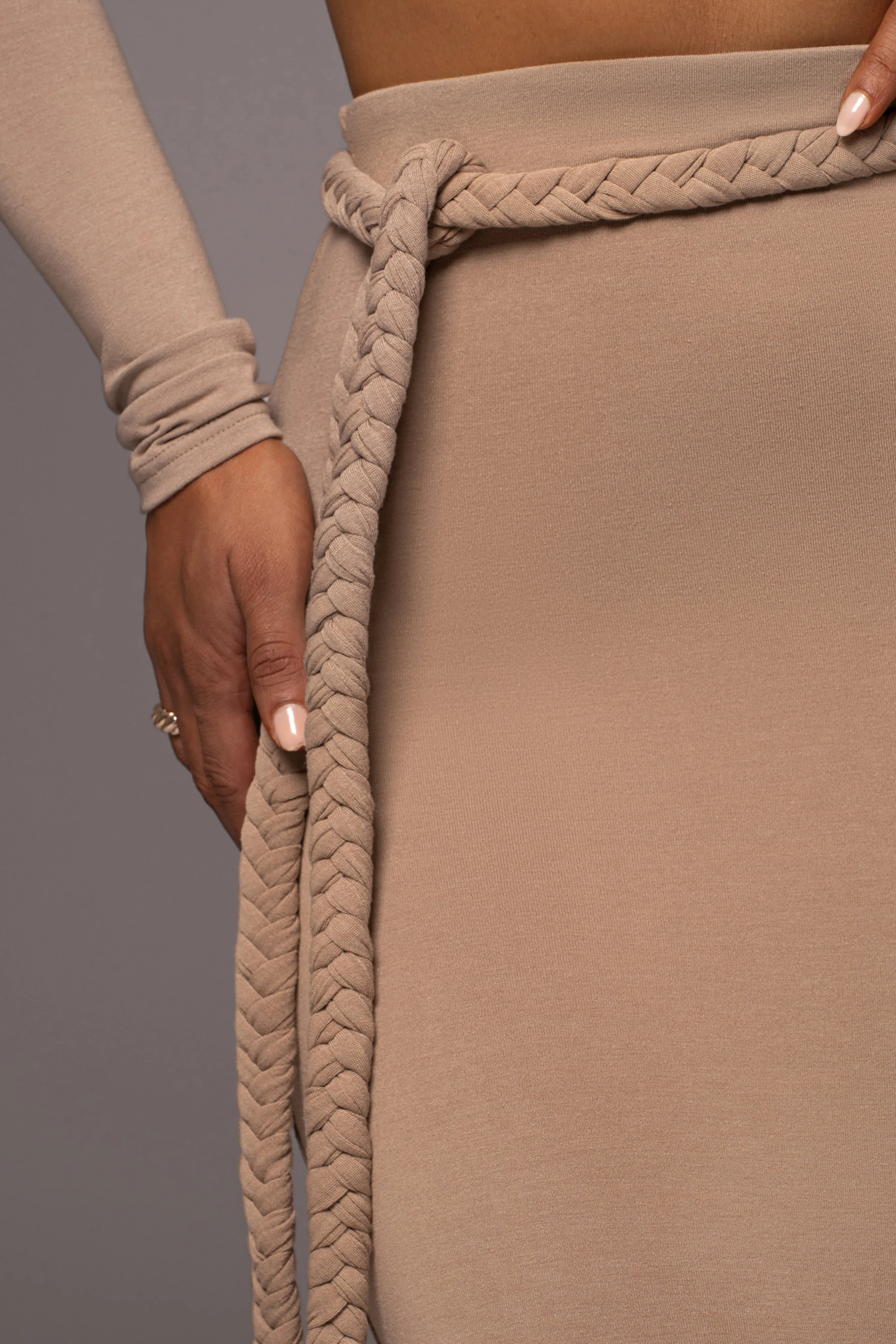 Beige City Love Two-Piece Skirt Set