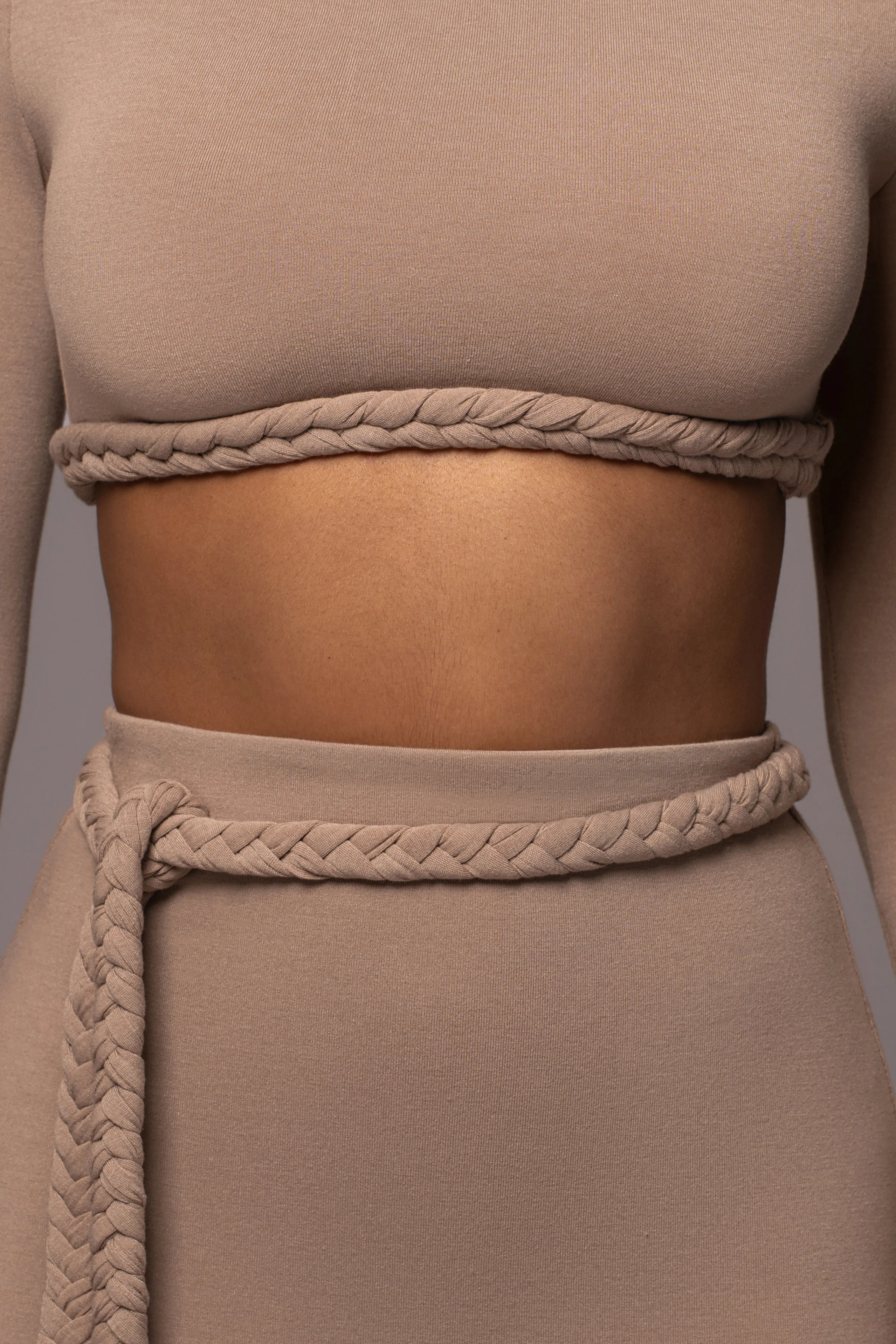 Beige City Love Two-Piece Skirt Set