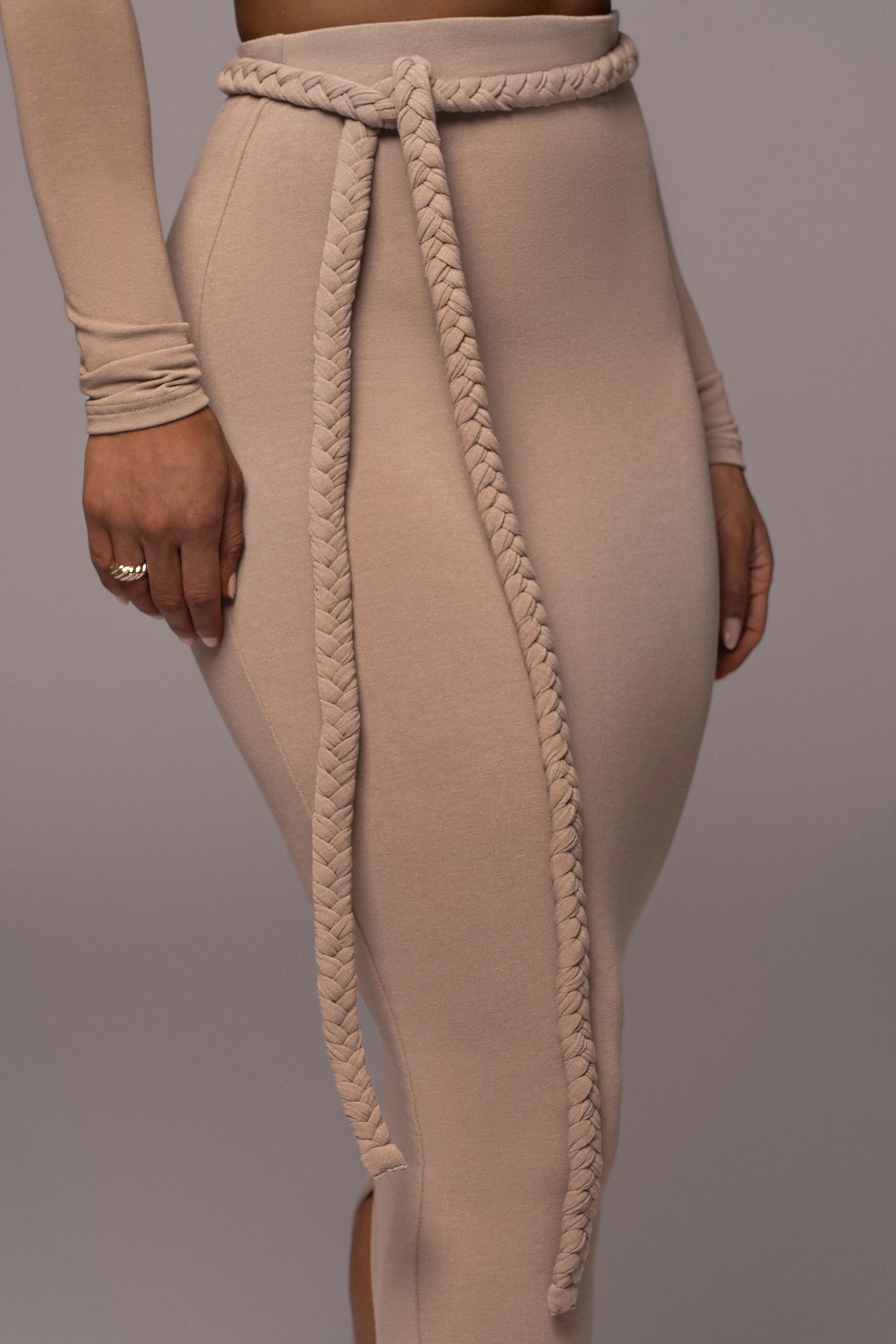 Beige City Love Two-Piece Skirt Set