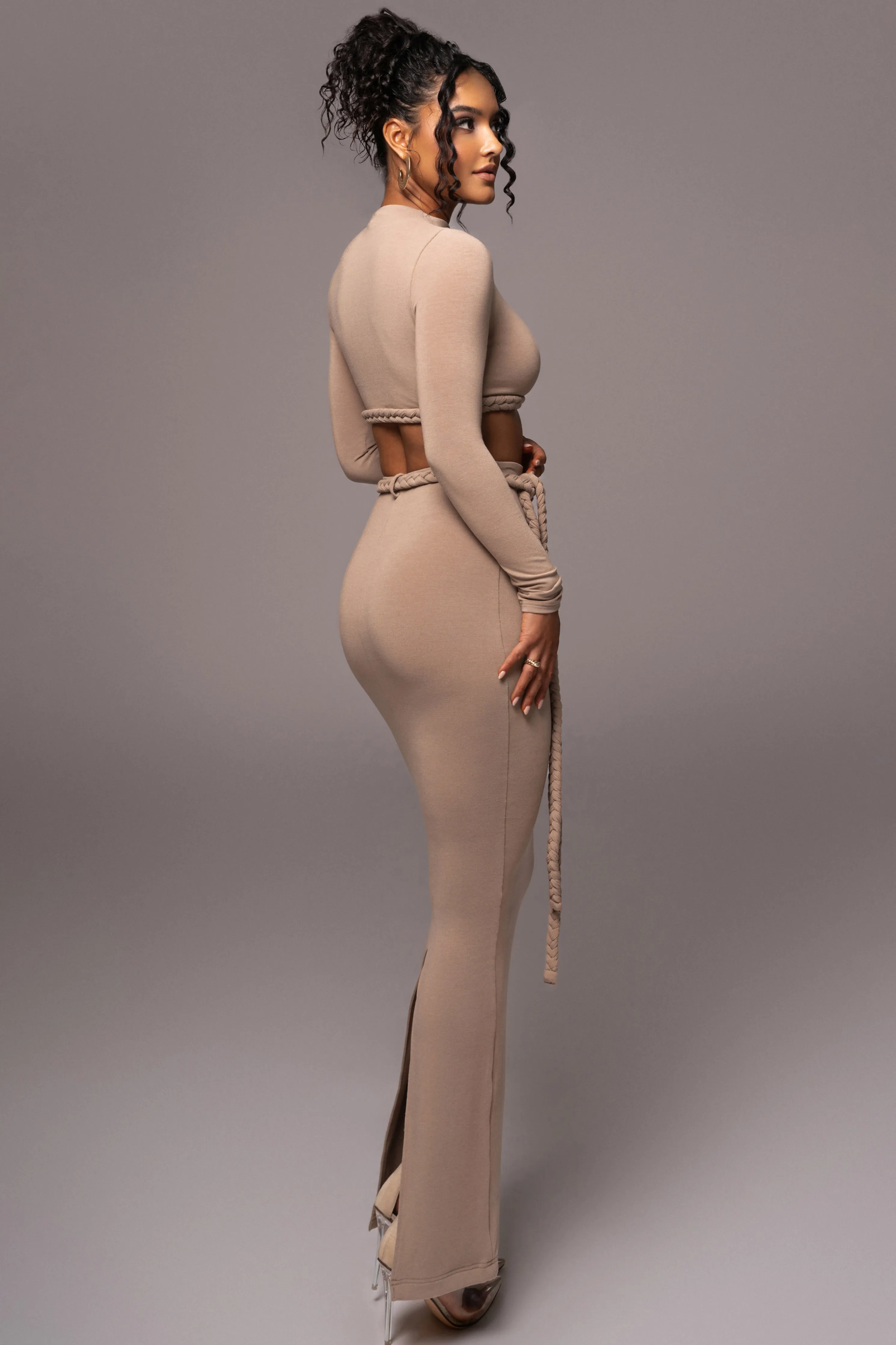Beige City Love Two-Piece Skirt Set