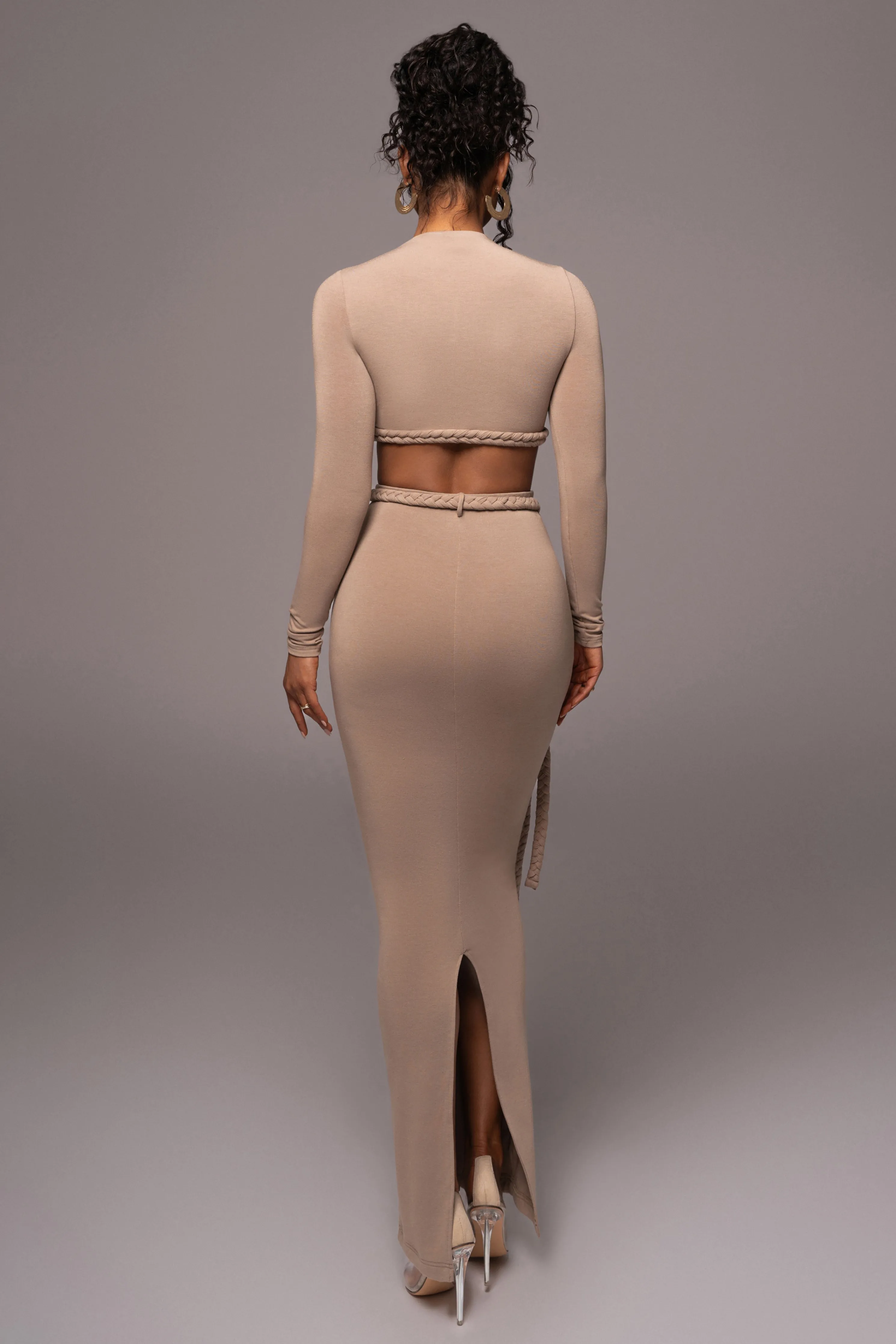 Beige City Love Two-Piece Skirt Set