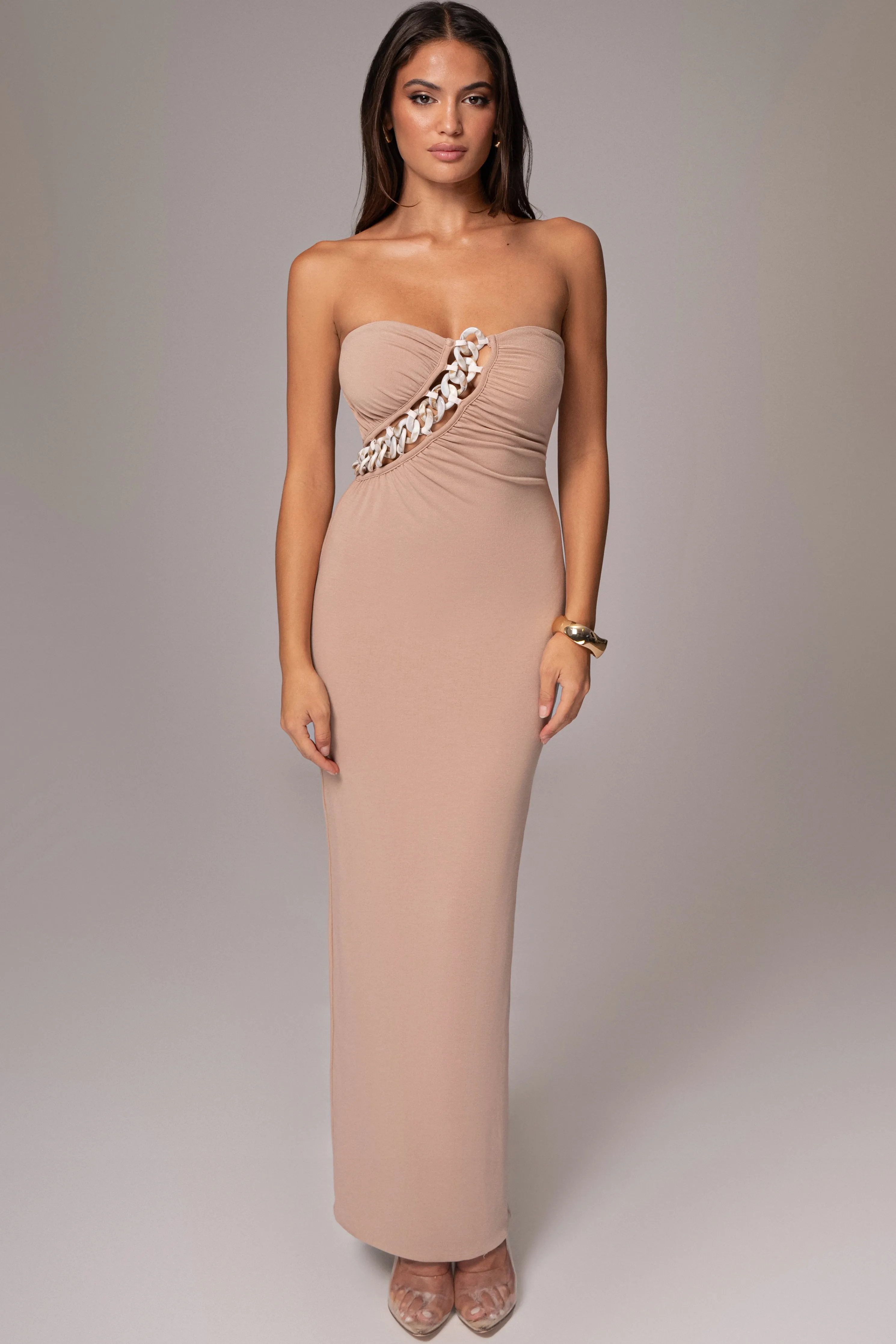 Beige Clarisse One Shoulder Dress