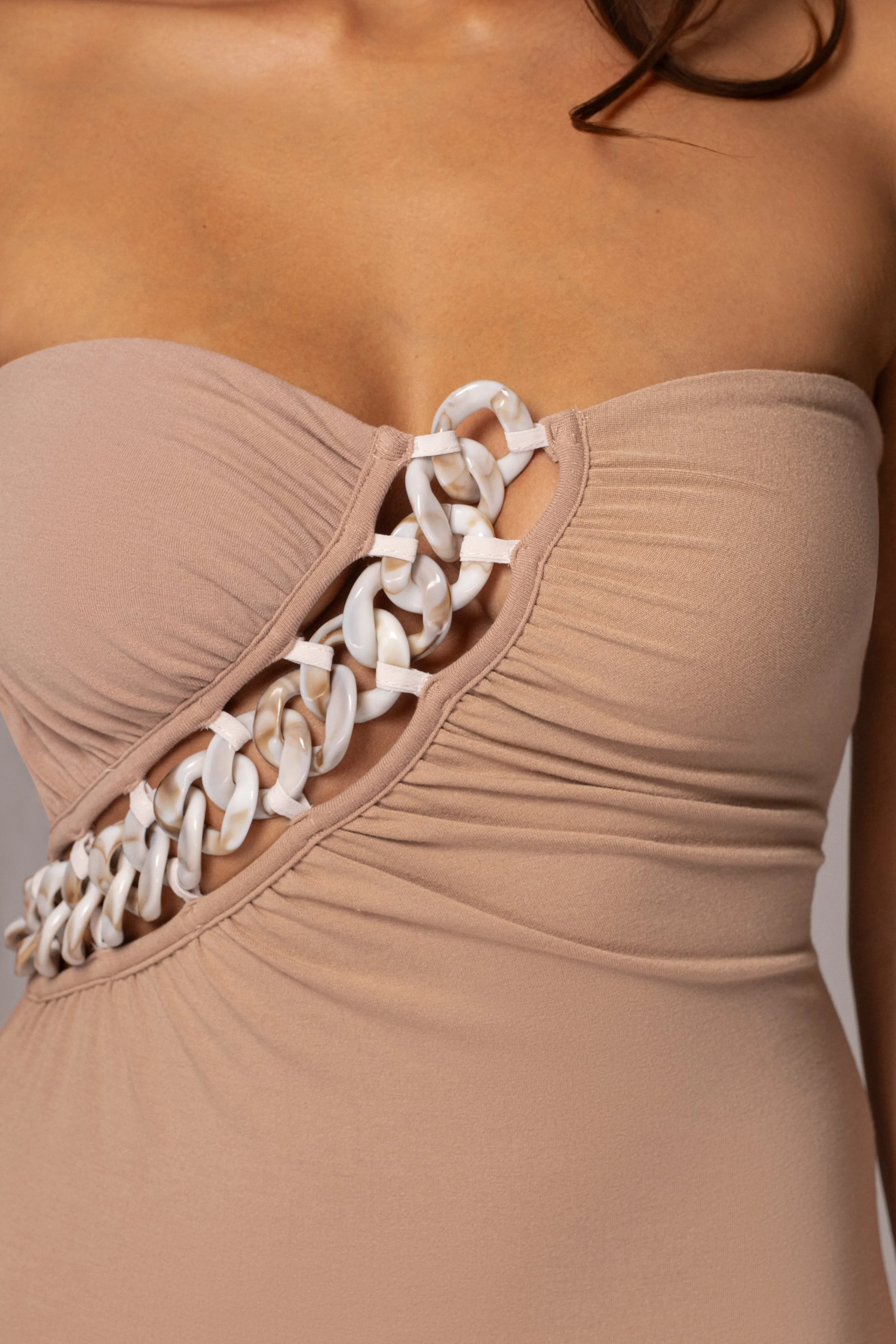 Beige Clarisse One Shoulder Dress