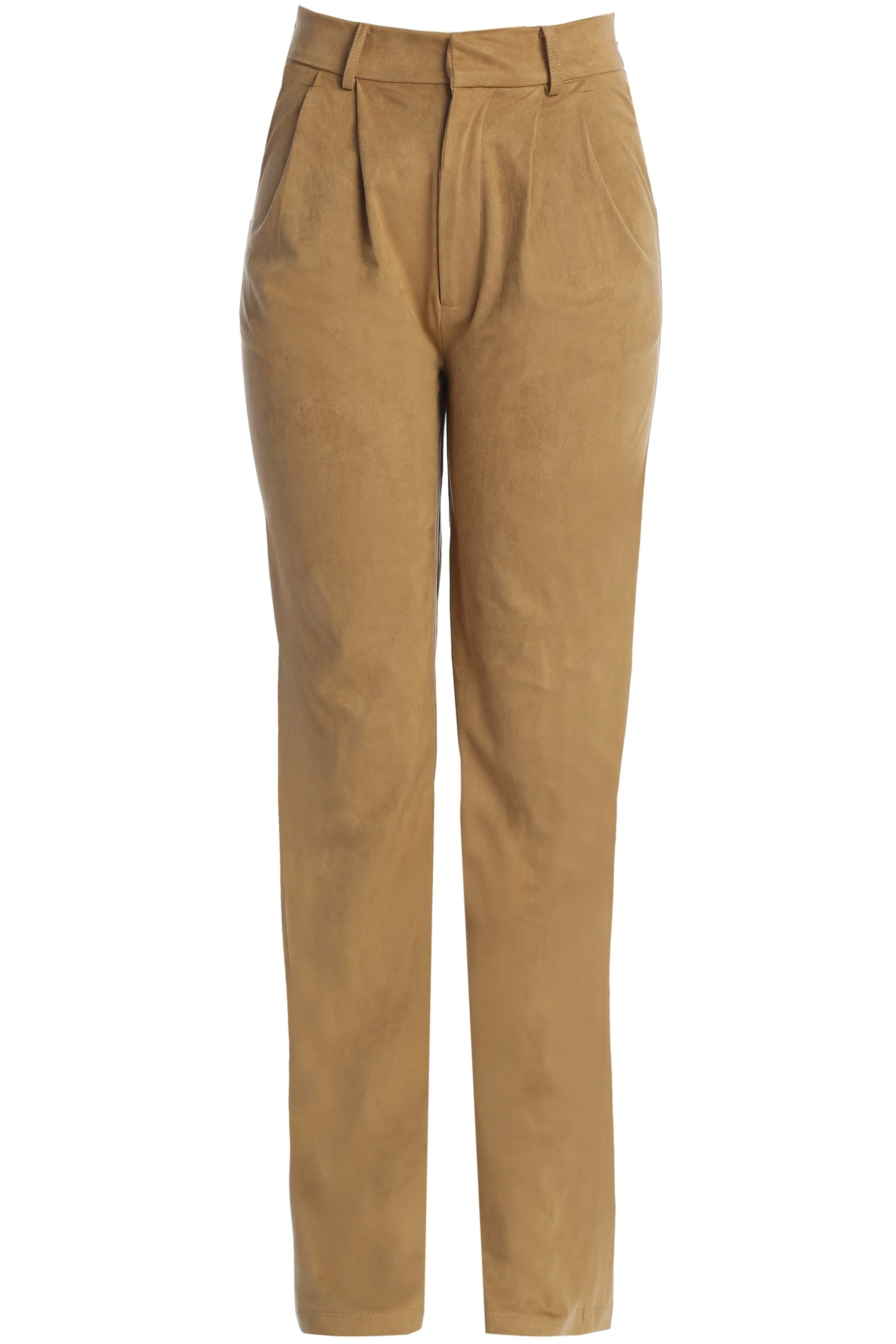 Beige Classic High Rise Trousers