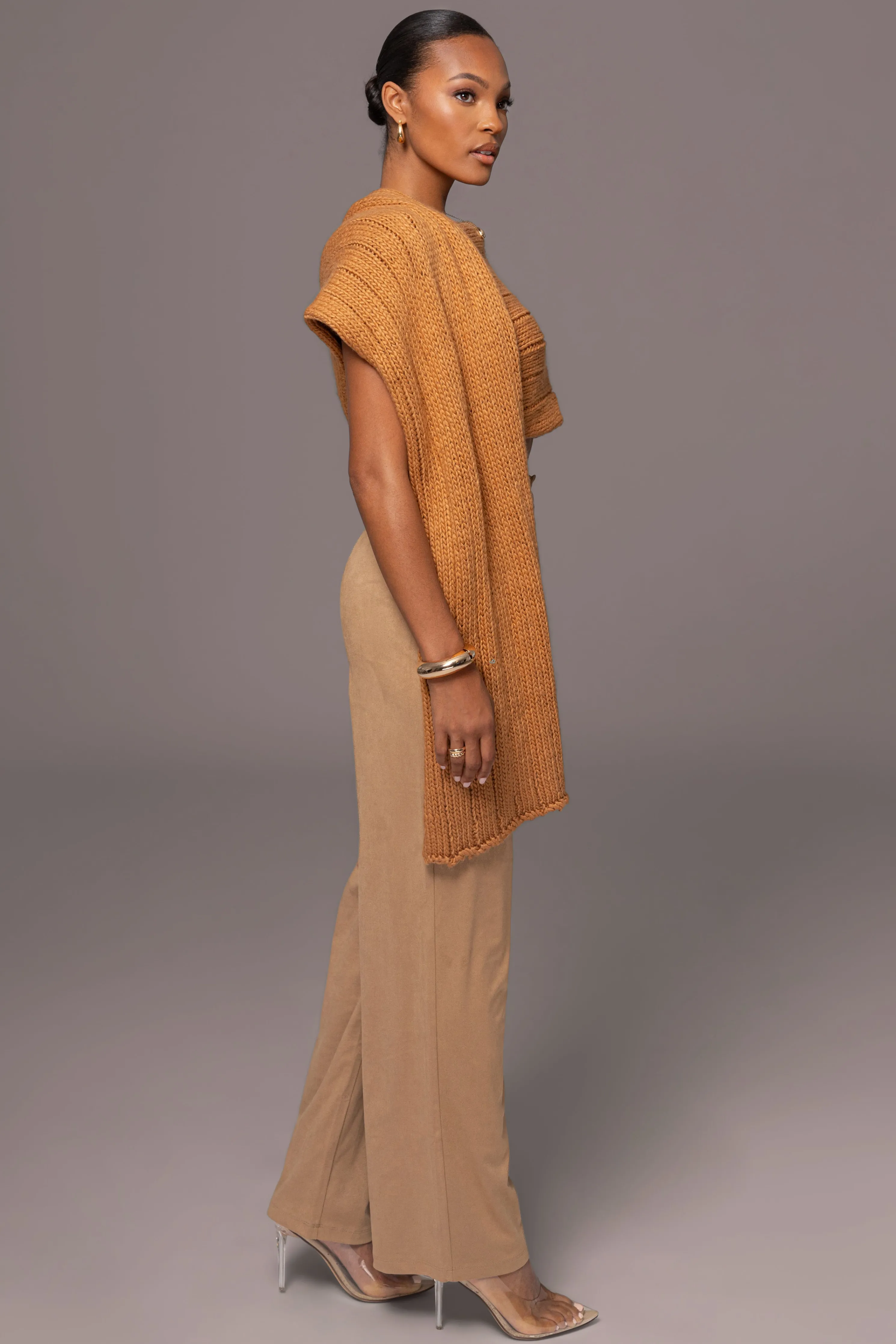 Beige Classic High Rise Trousers