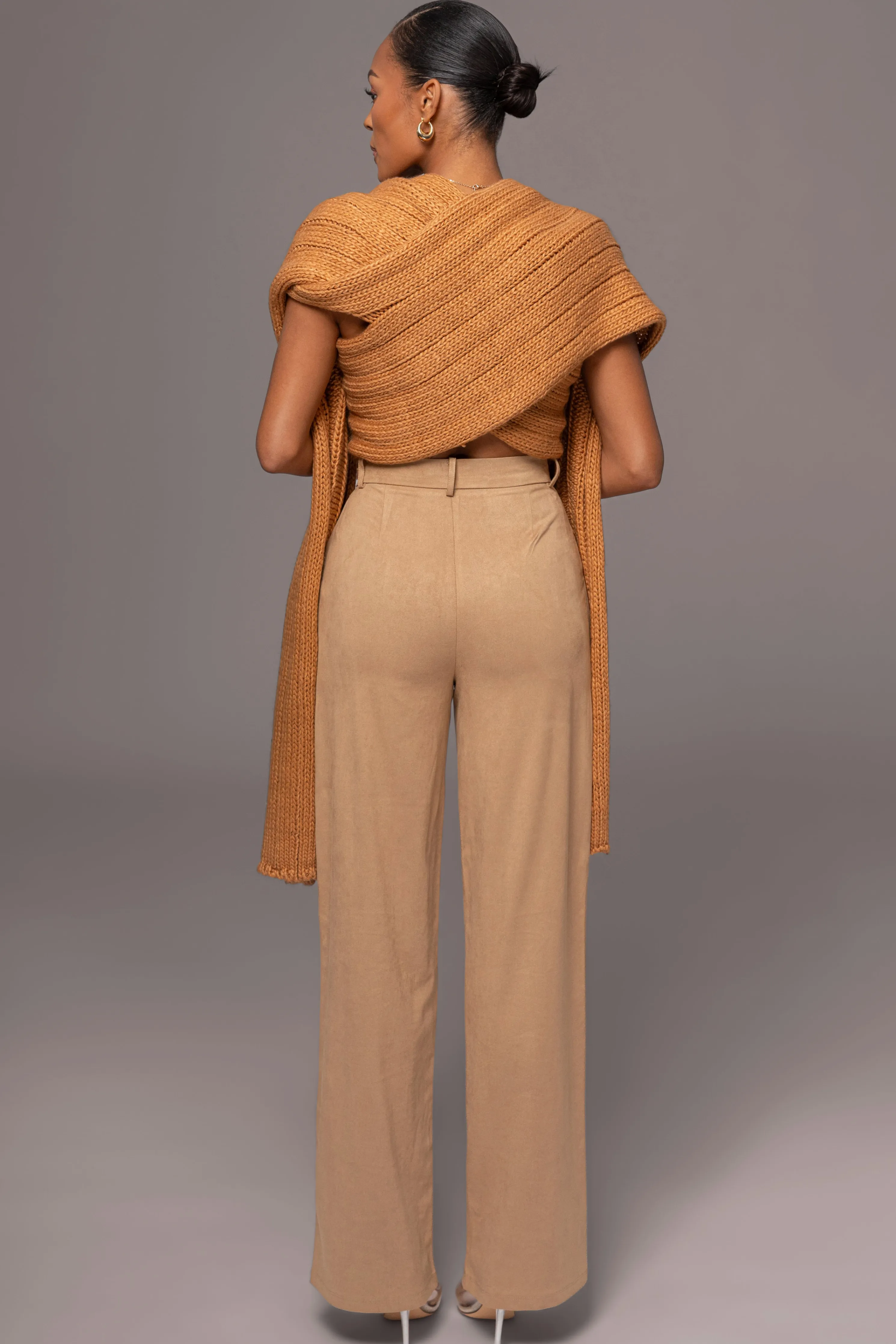 Beige Classic High Rise Trousers