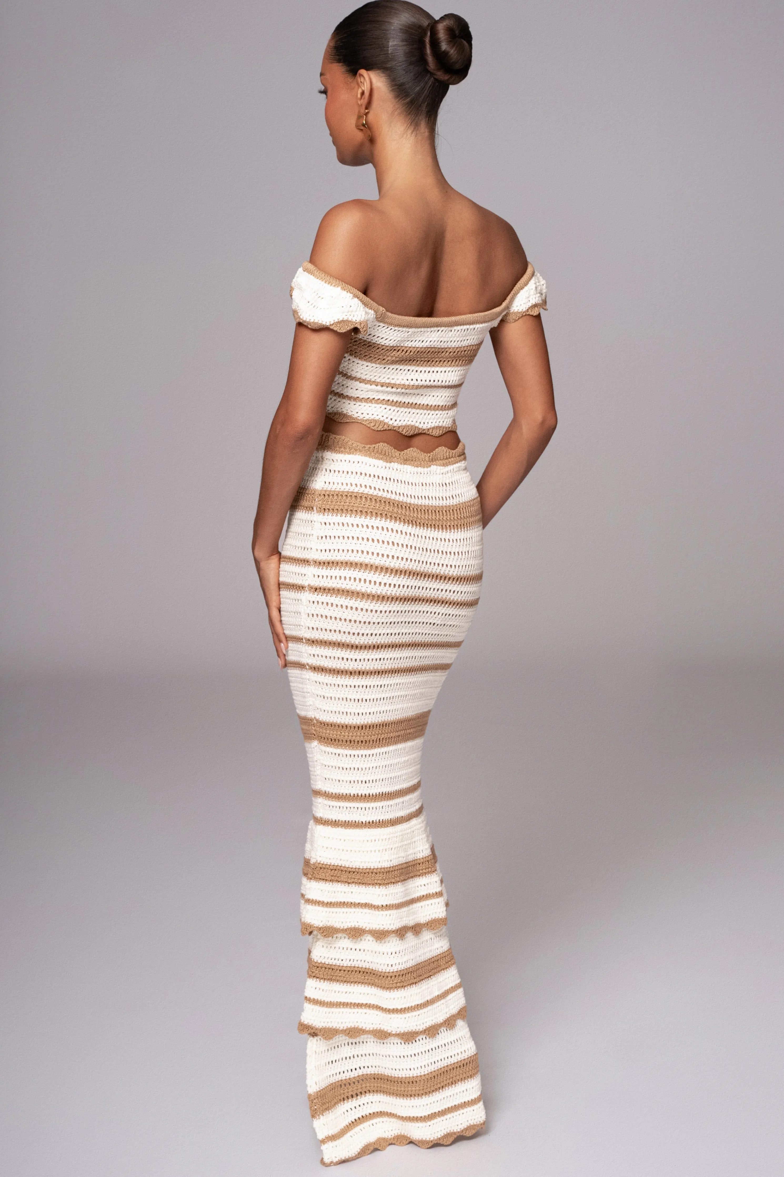 Beige Corazon Ruffle Skirt Set