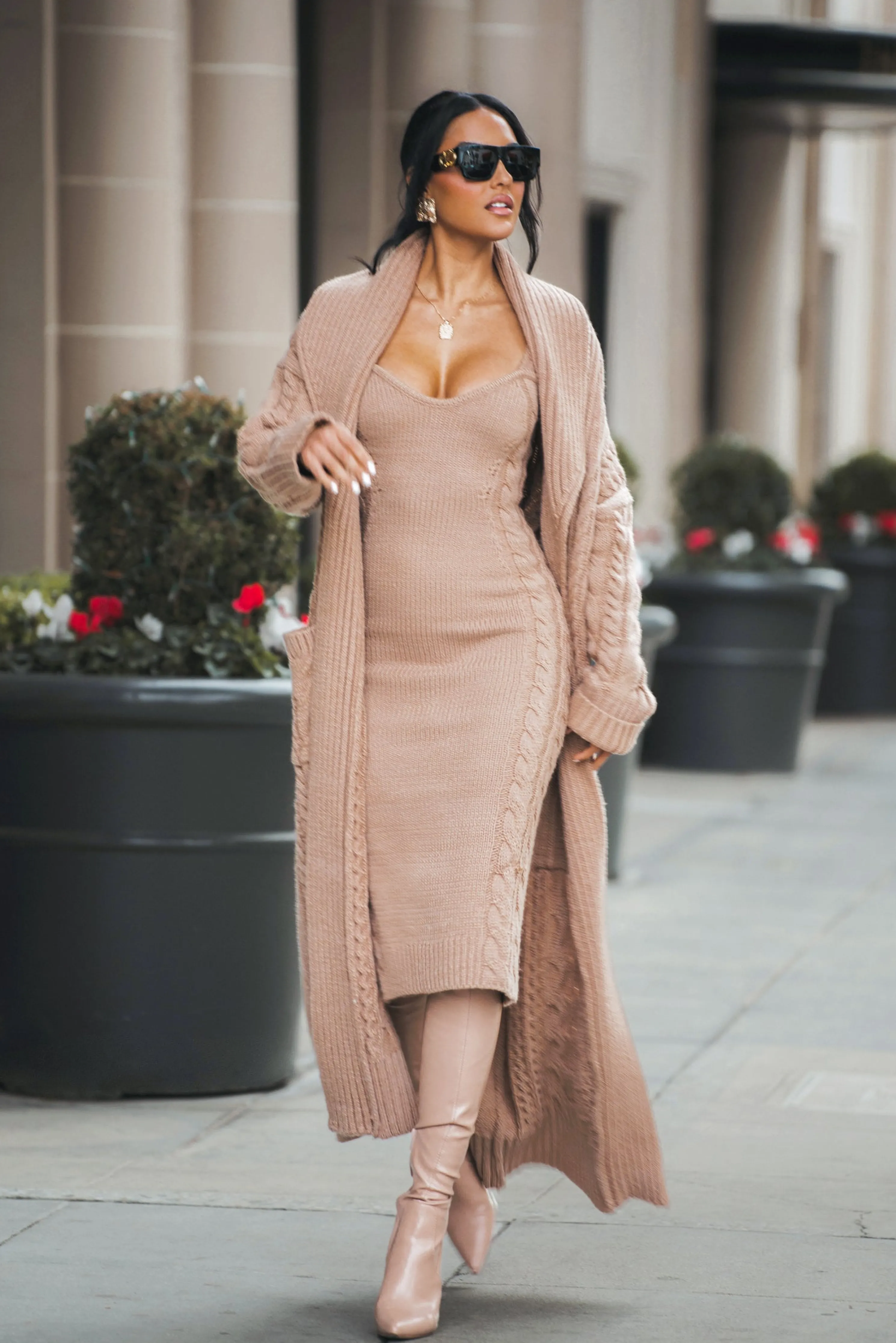 Beige Daria Sweater Knit Dress