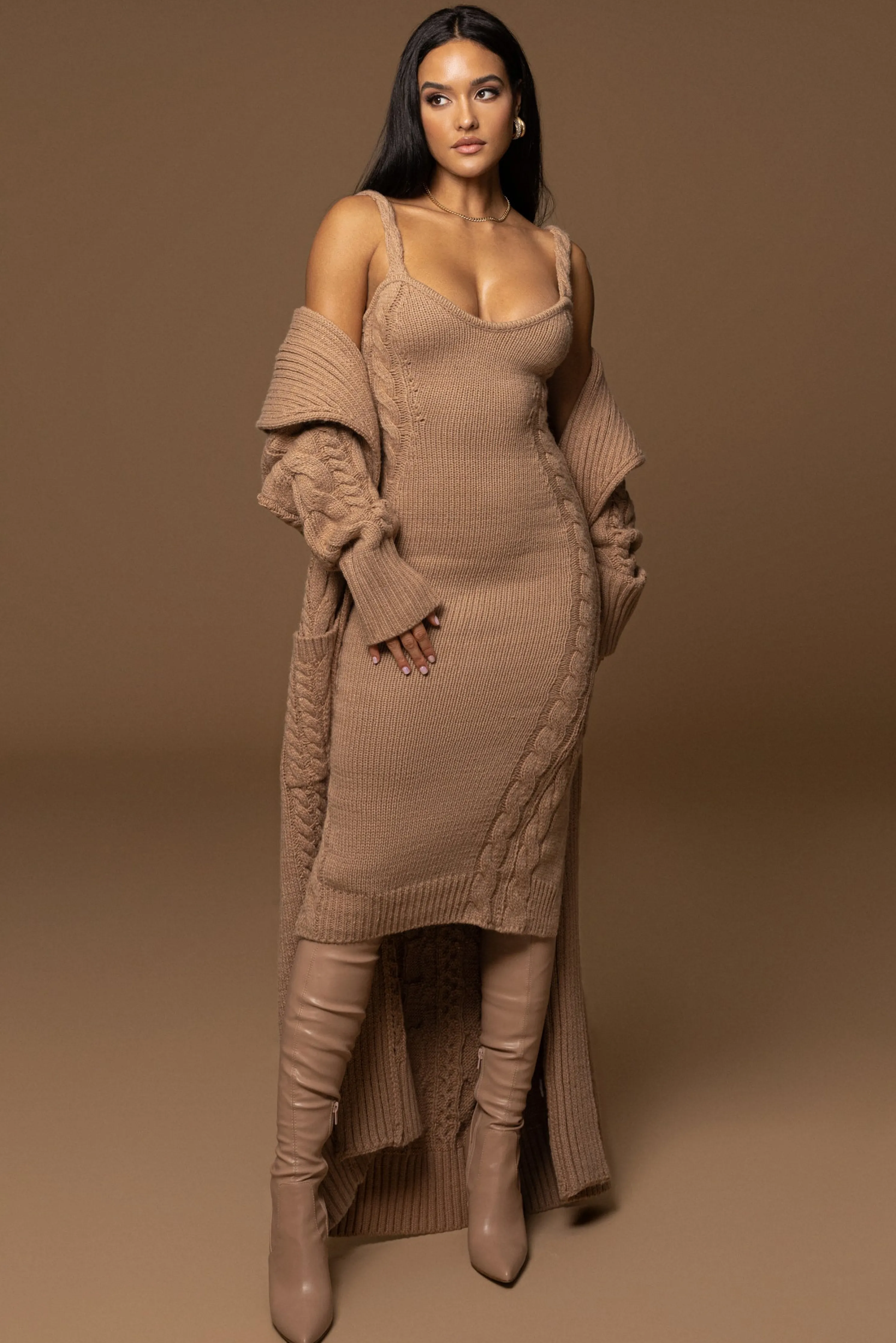 Beige Daria Sweater Knit Dress