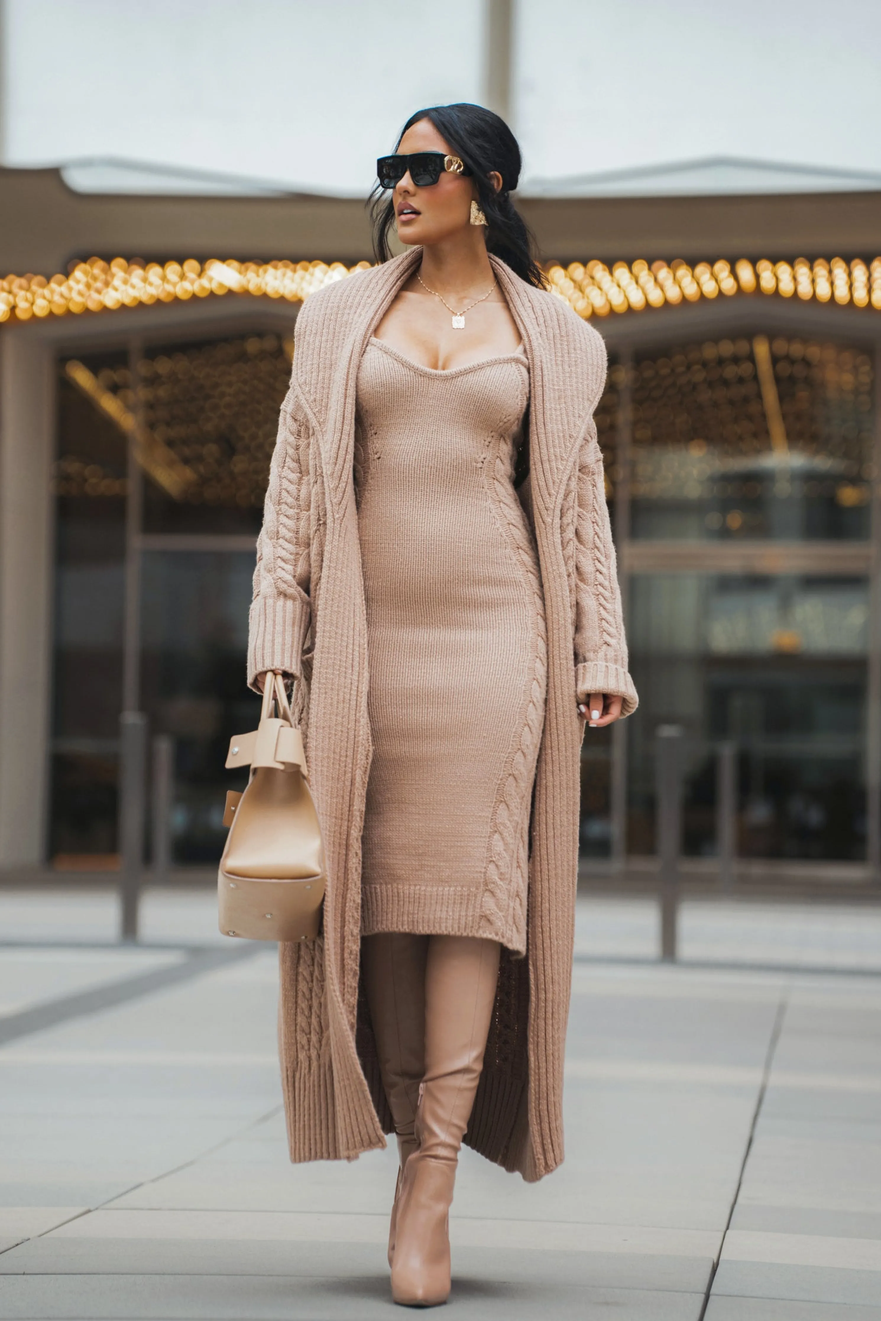 Beige Daria Sweater Knit Dress