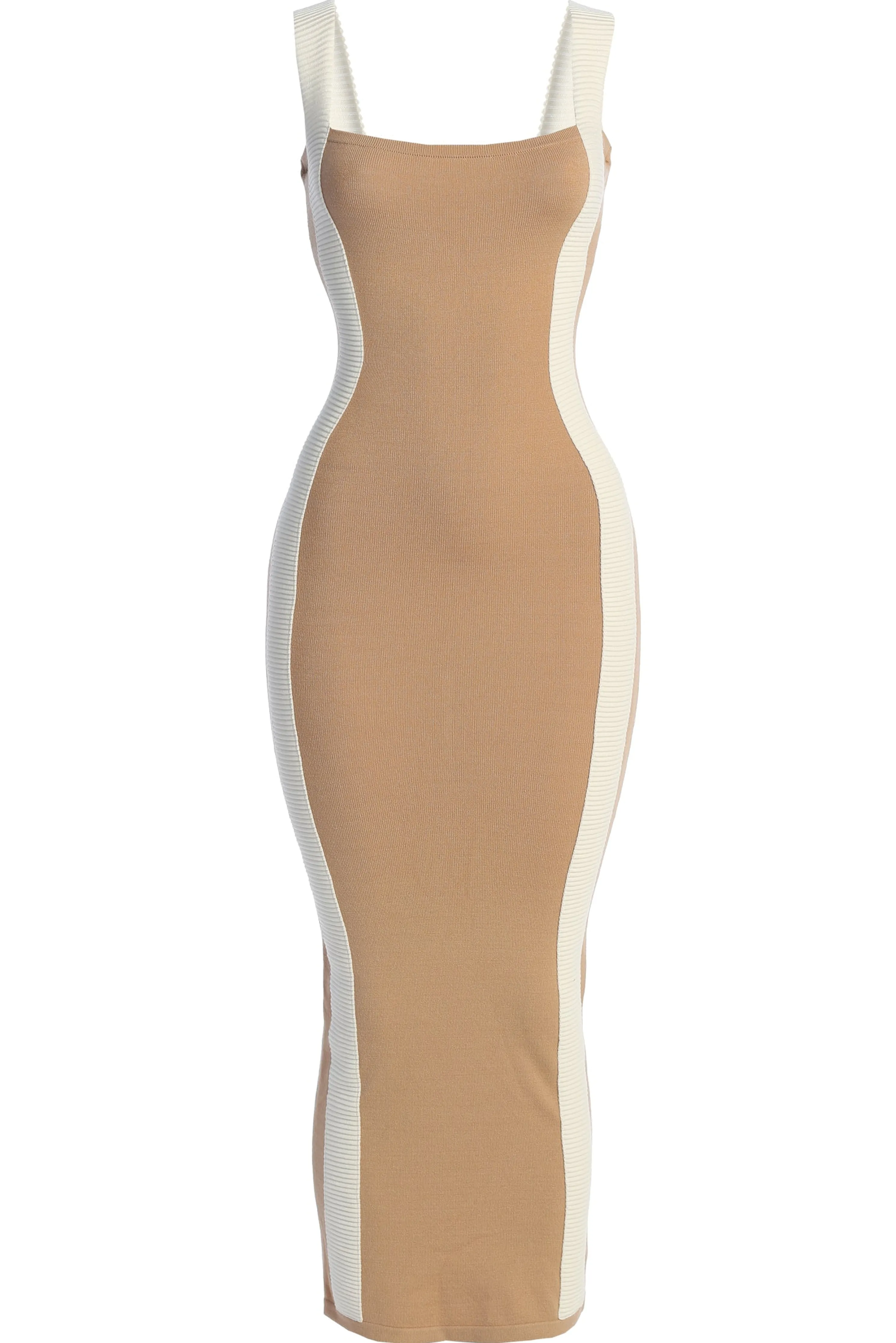 Beige Donna Knit Midi Dress
