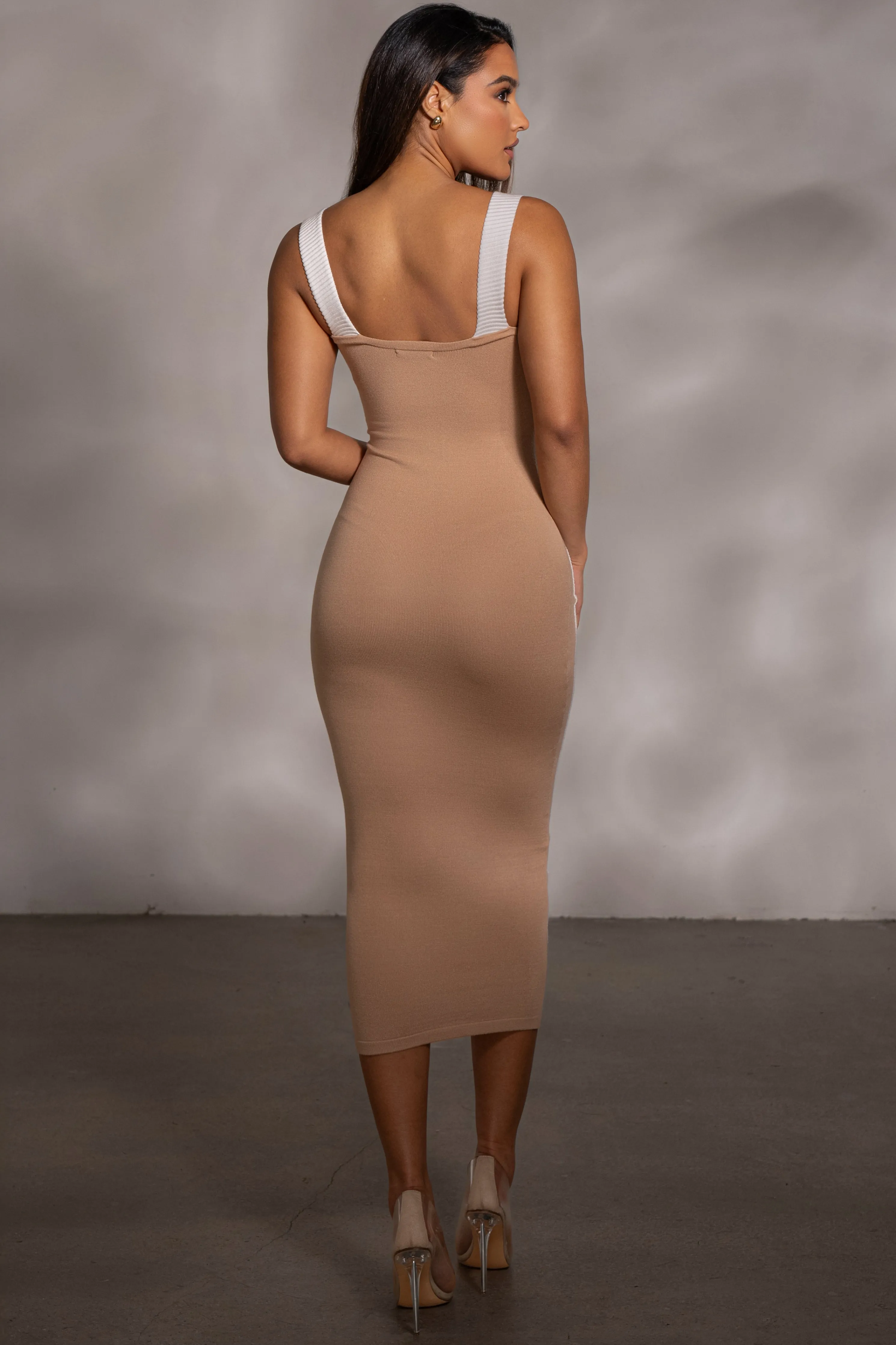 Beige Donna Knit Midi Dress