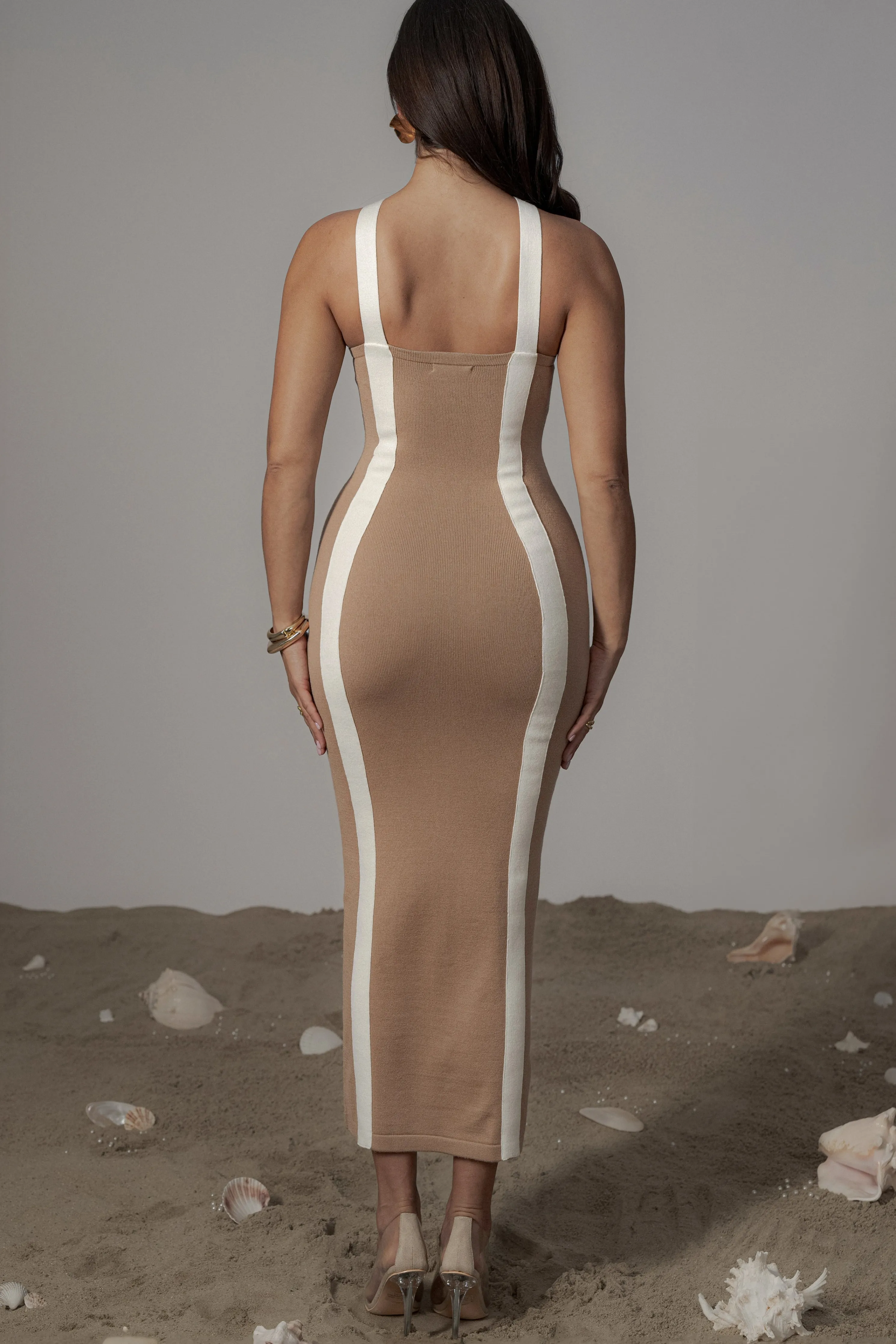 Beige Fabiola Contrast Maxi Dress