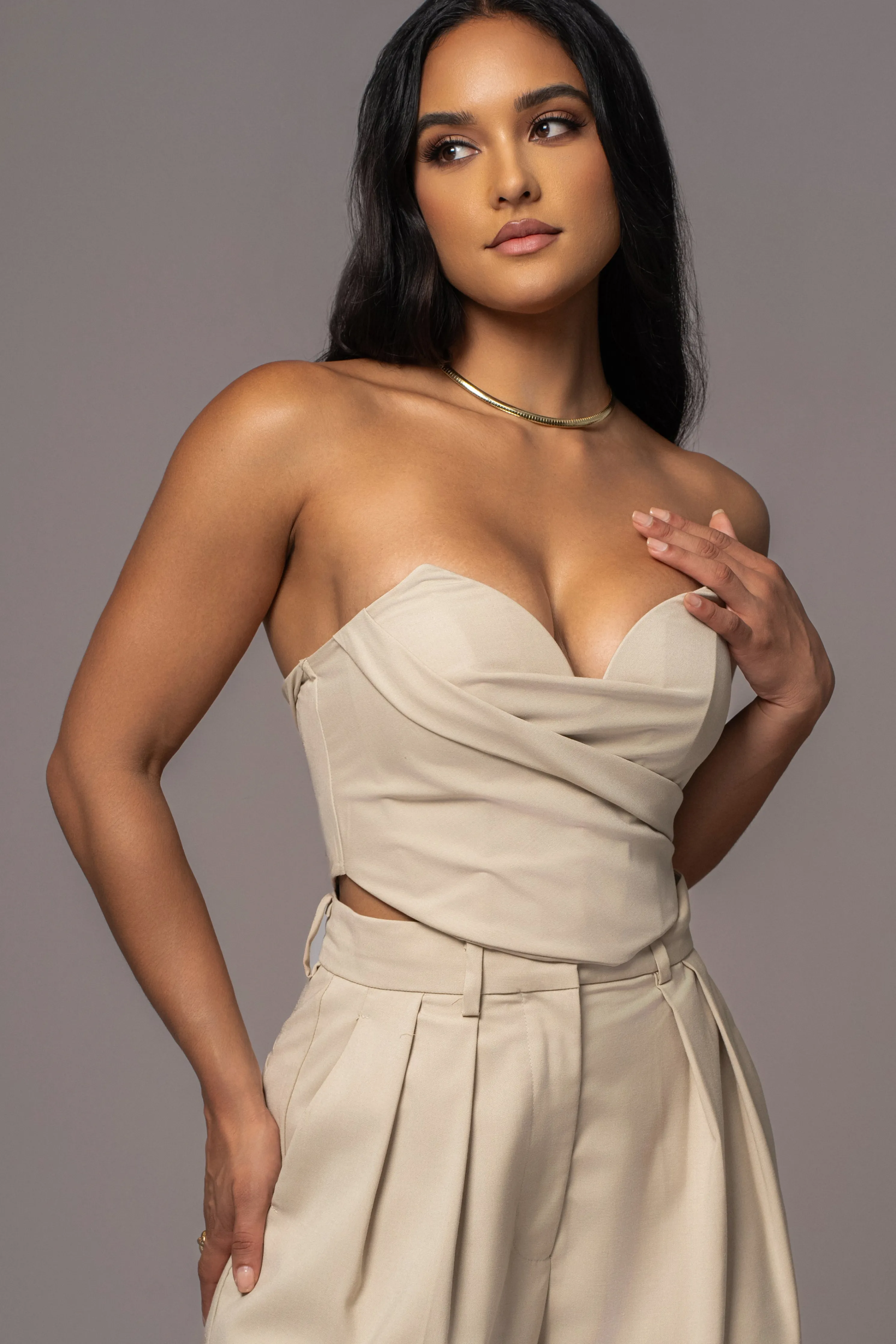 Beige Falling For You Corset