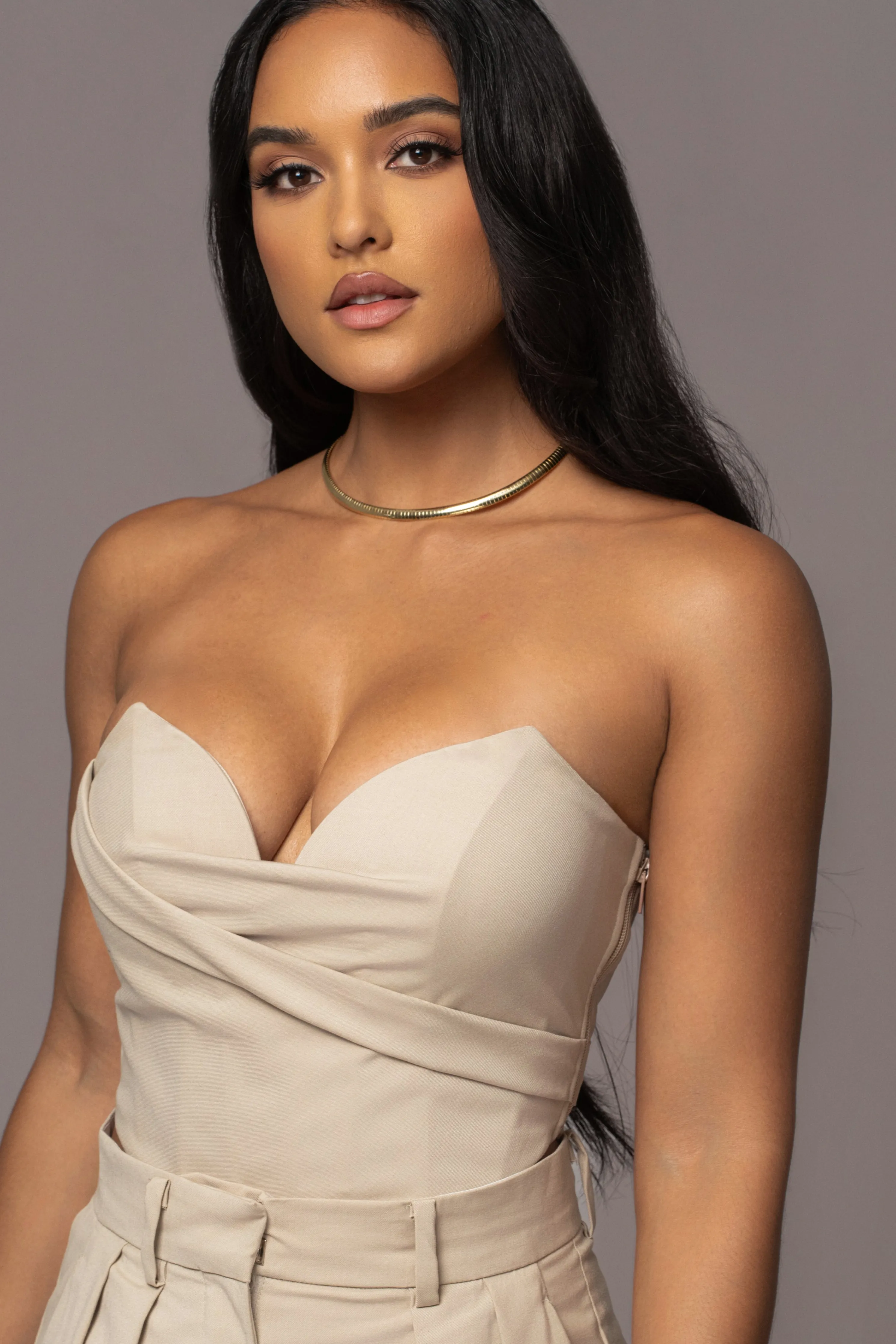 Beige Falling For You Corset