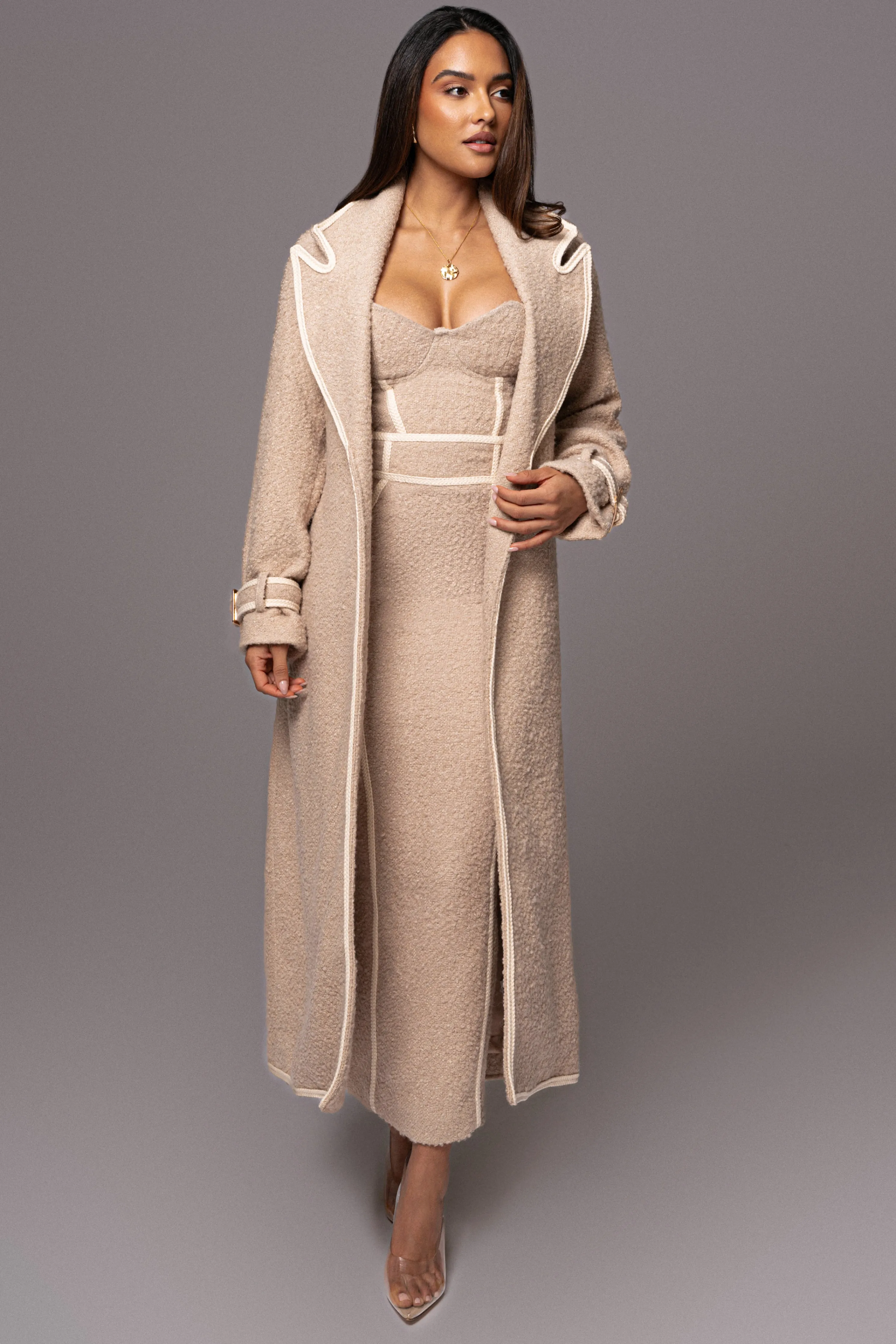Beige Fit For Success Boucle Coat