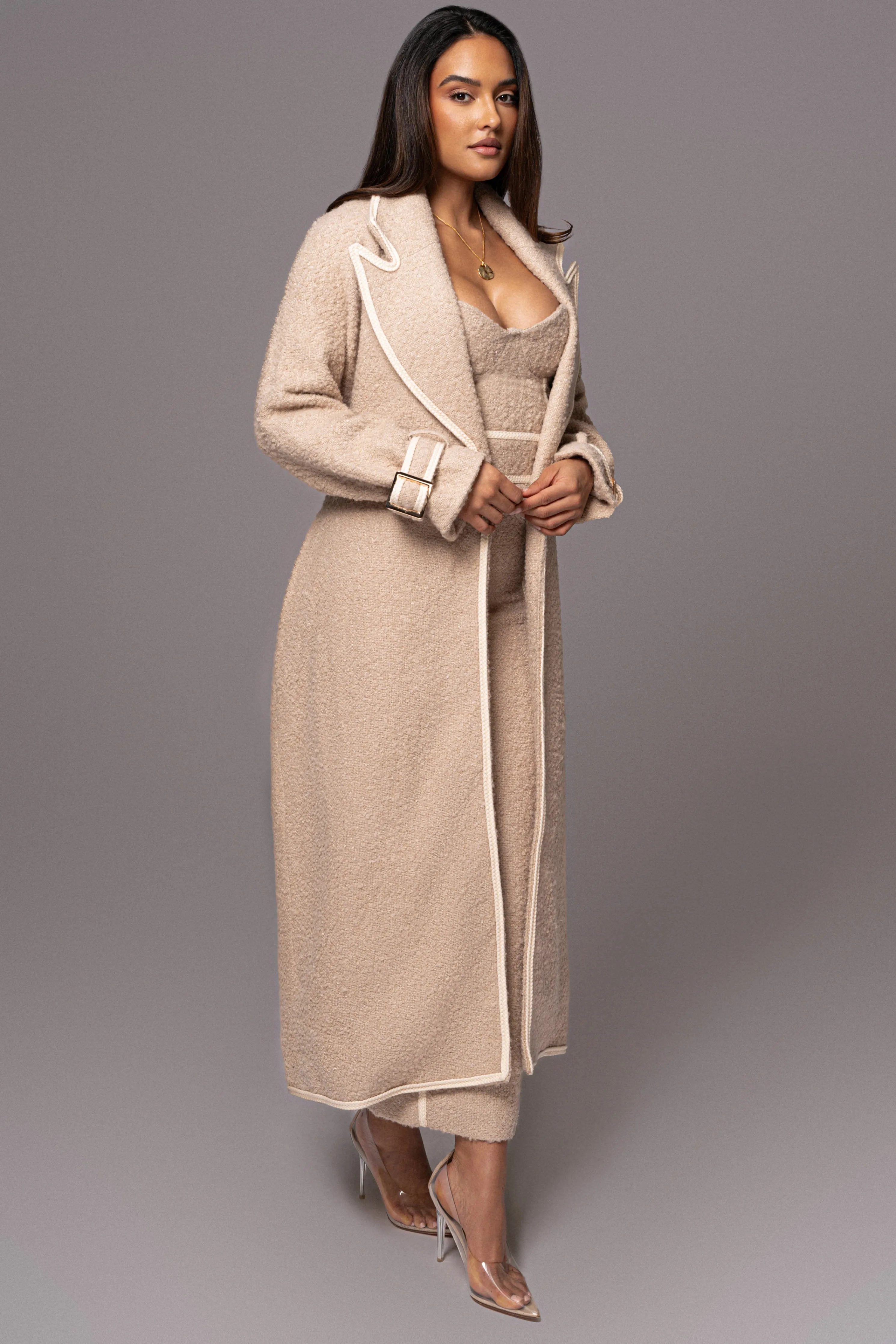 Beige Fit For Success Boucle Coat
