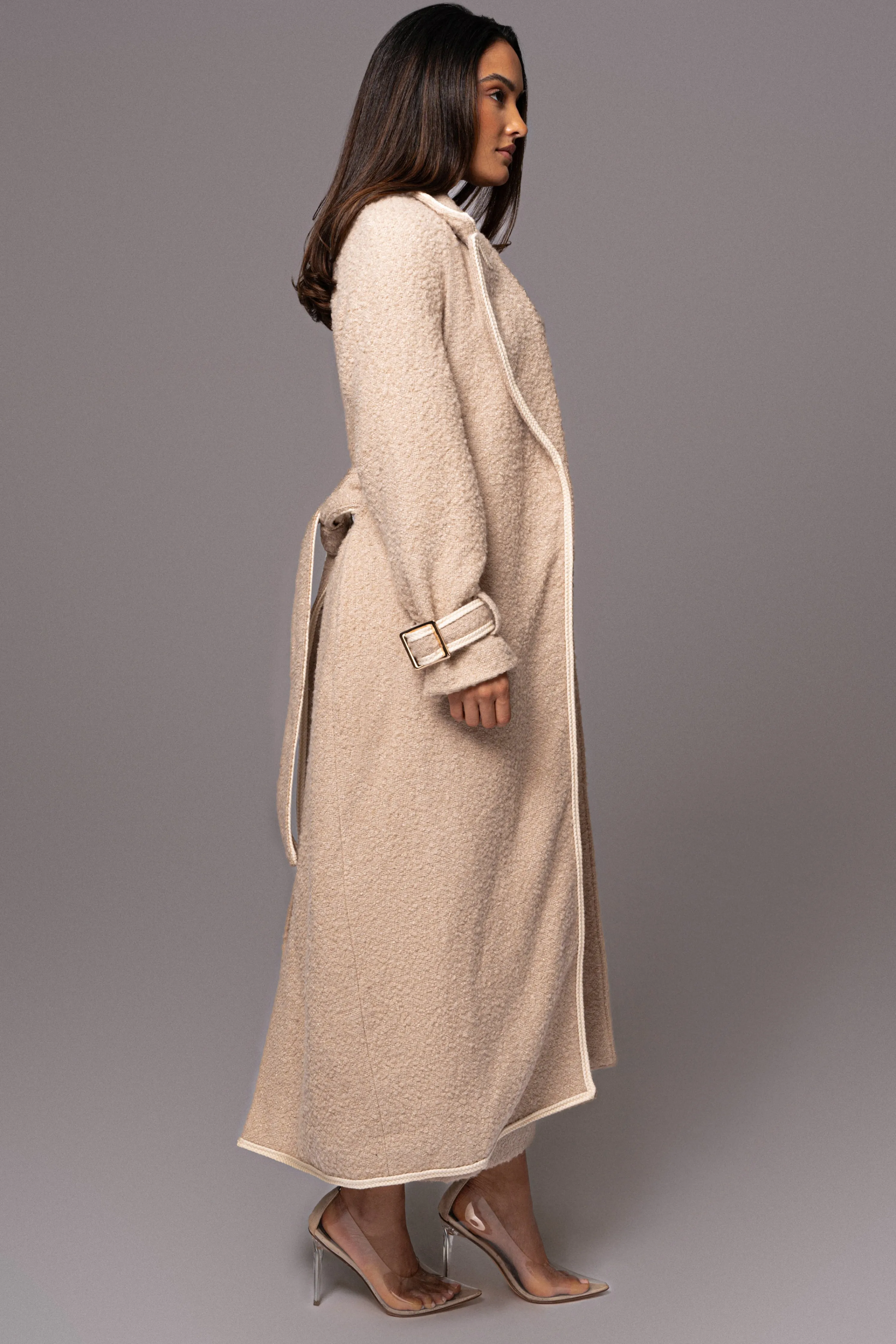 Beige Fit For Success Boucle Coat