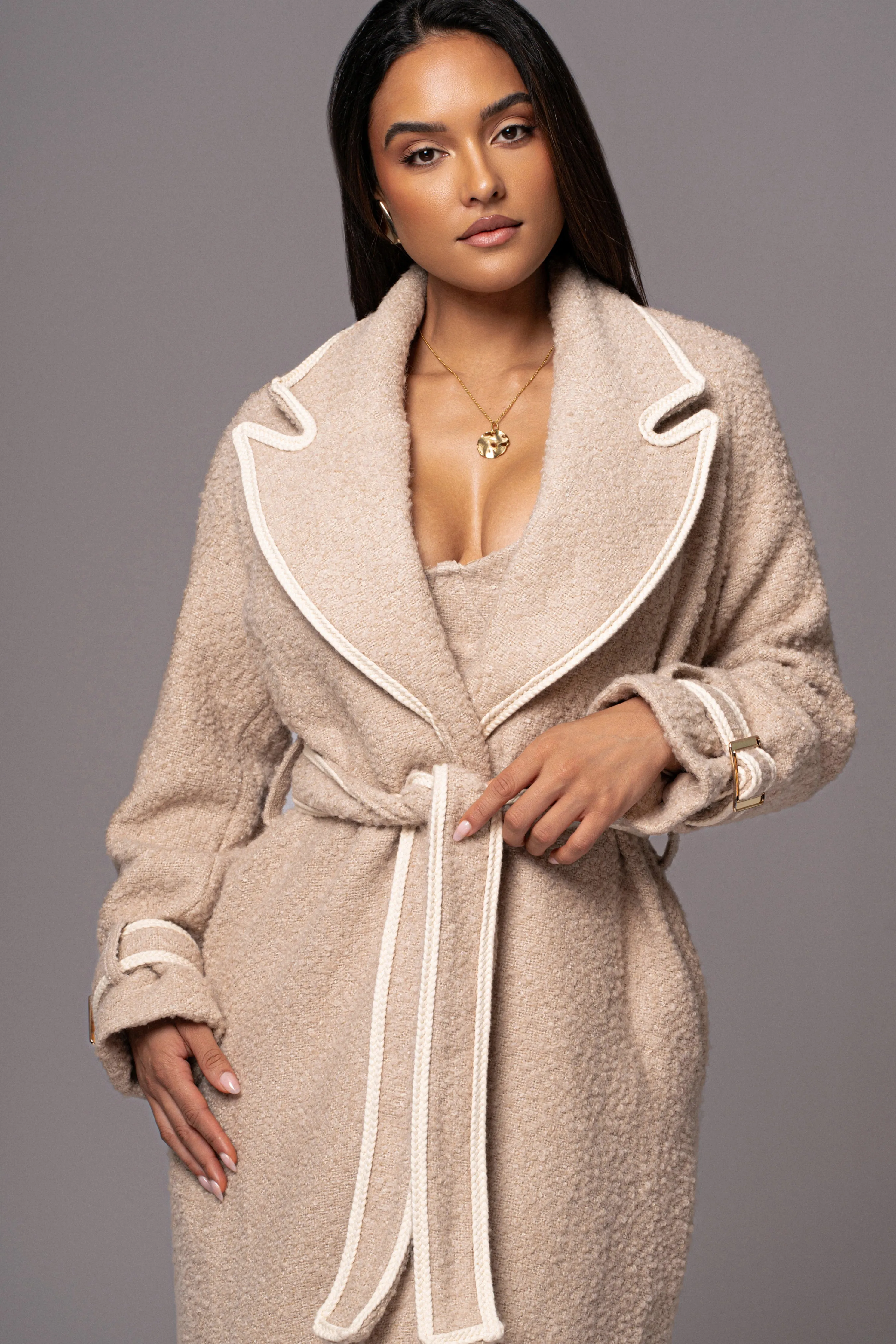 Beige Fit For Success Boucle Coat