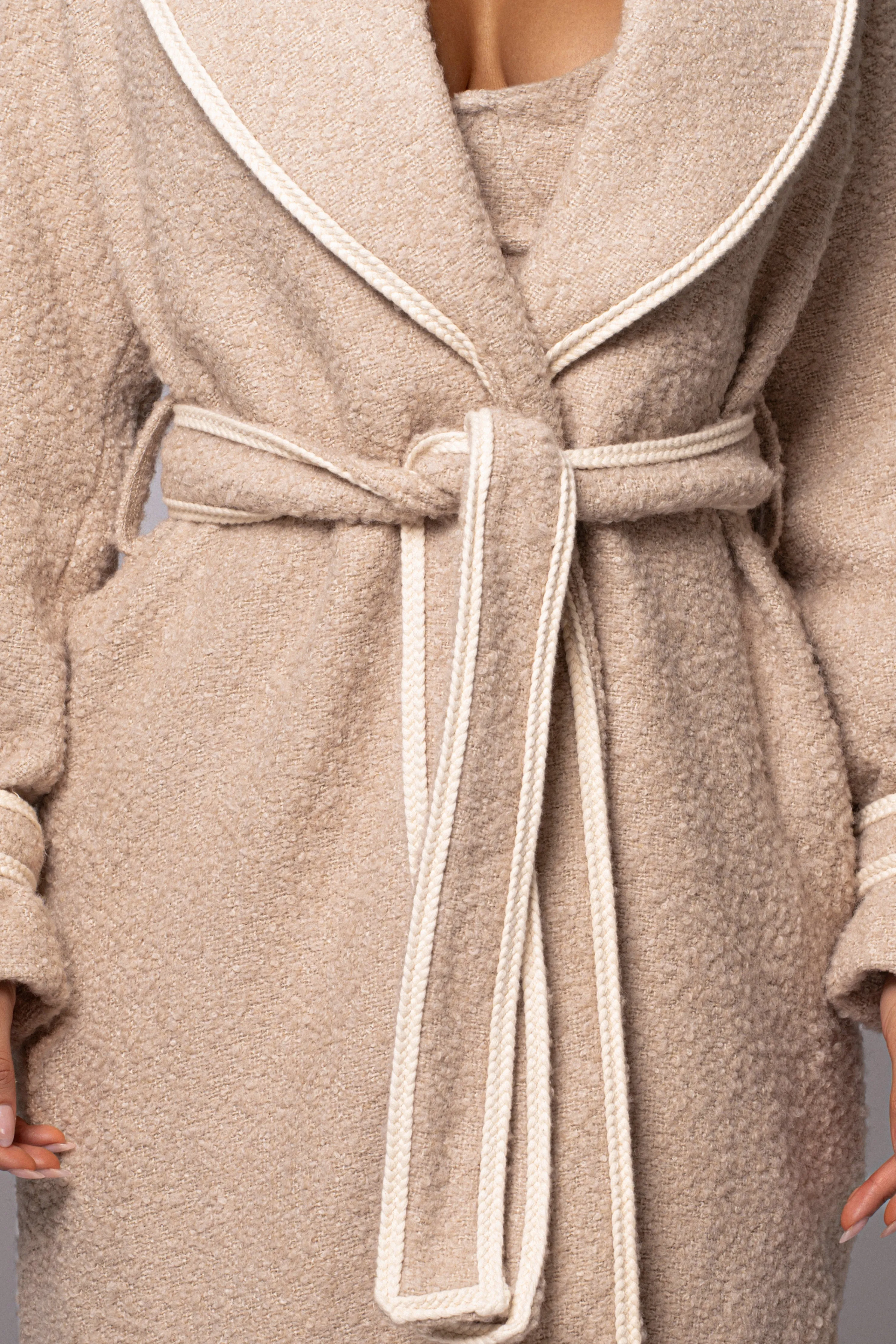 Beige Fit For Success Boucle Coat