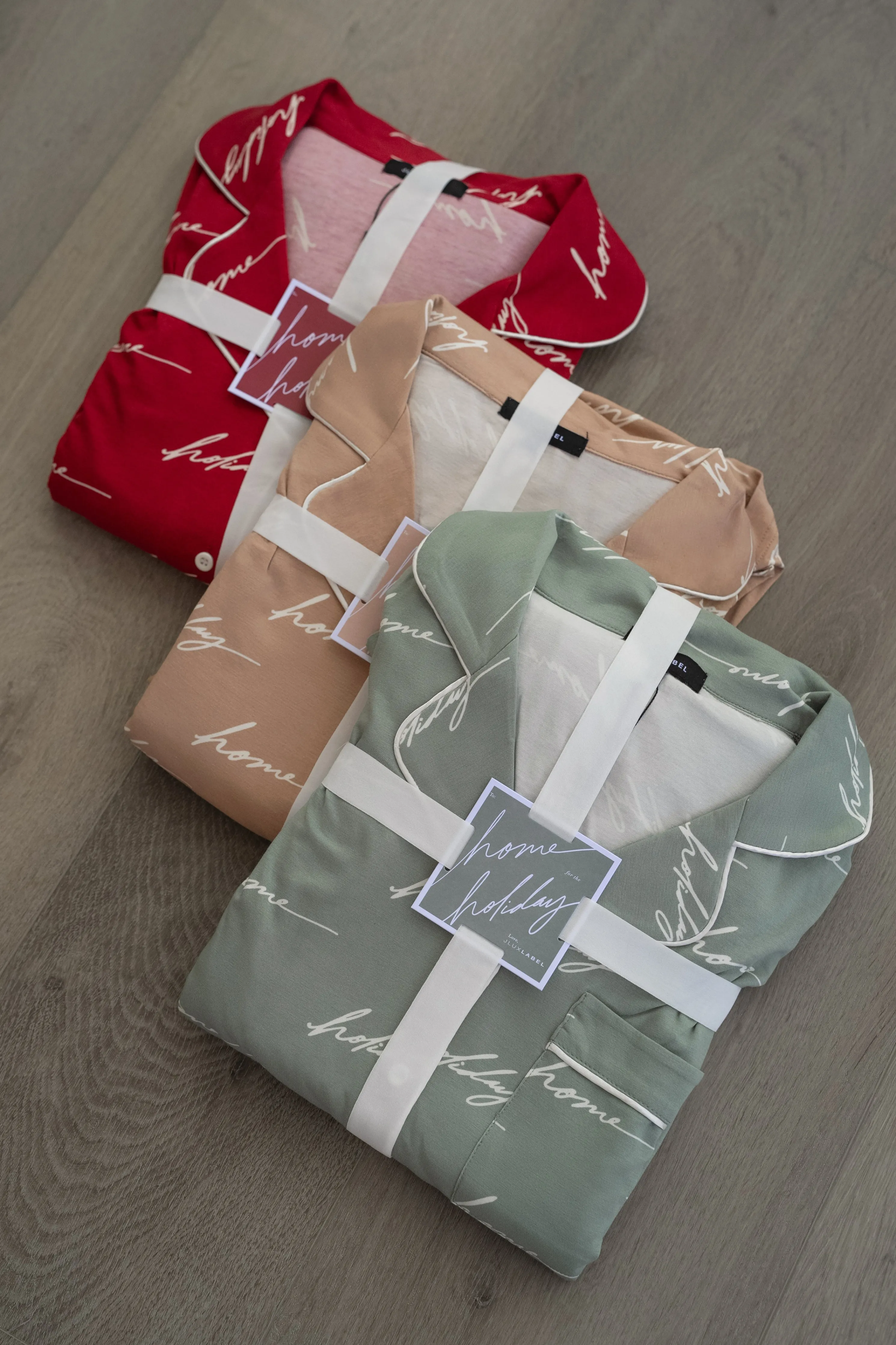 Beige Home For The Holidays Adult Pajama Set