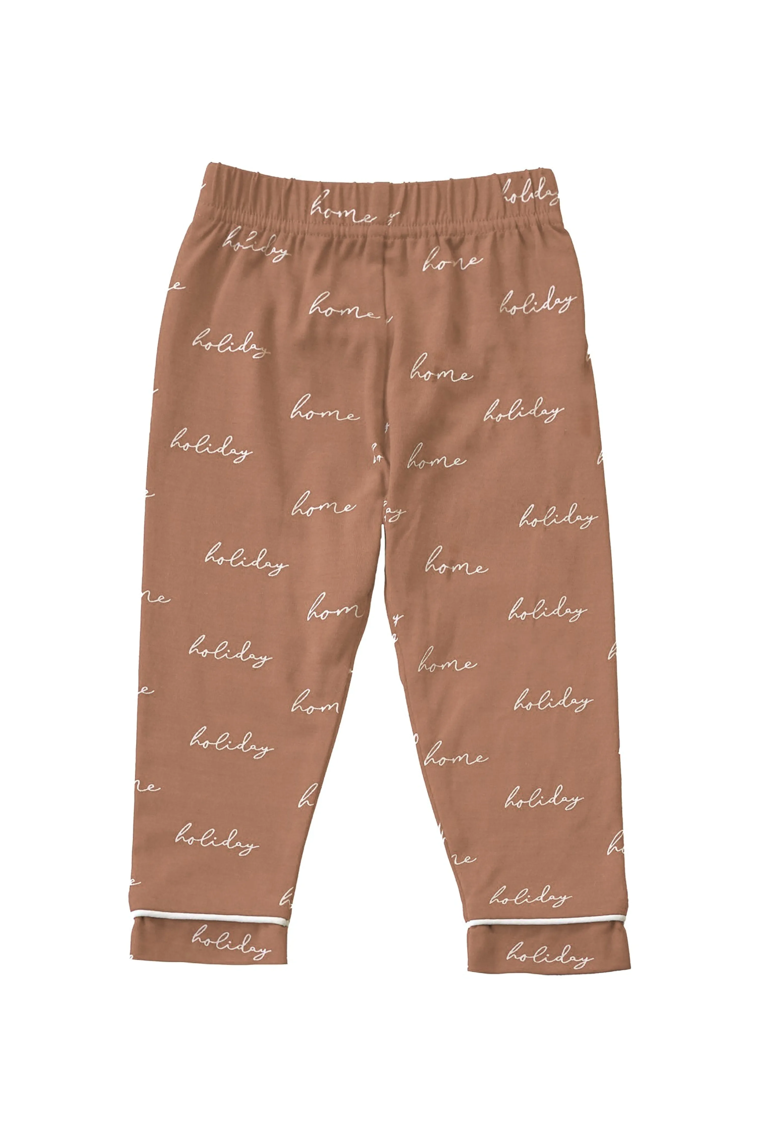 Beige Home For The Holidays Kids Pajama Set