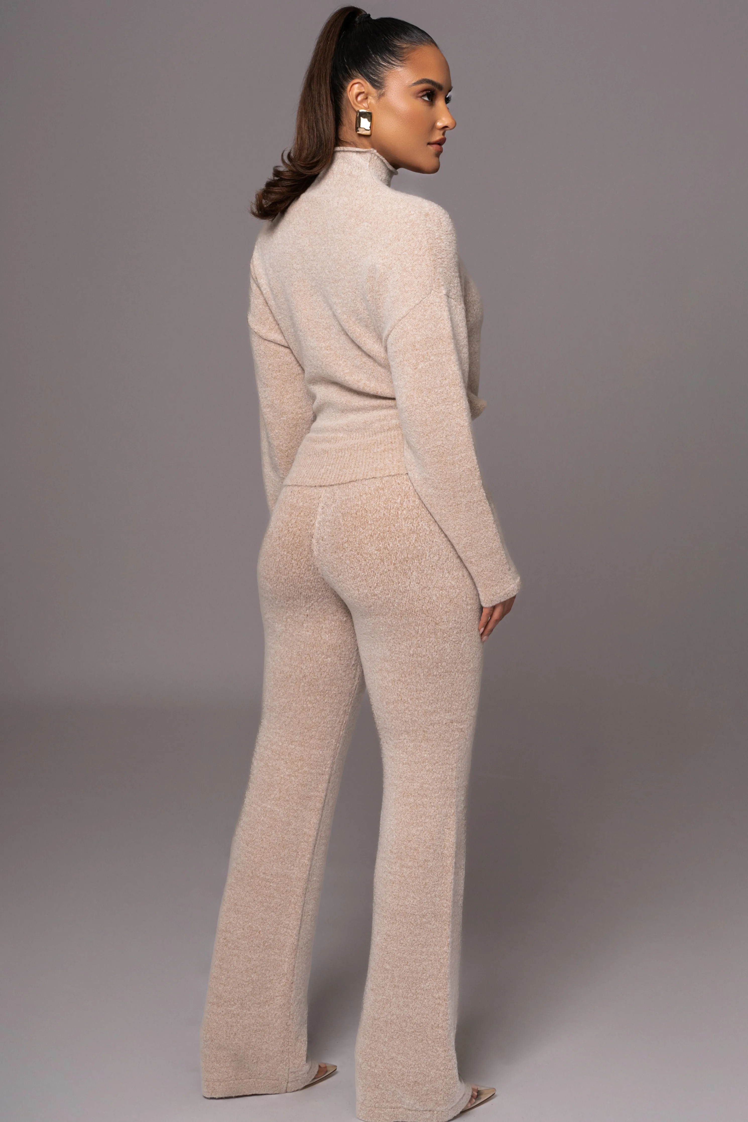 Beige Ivy Sweater Knit Pant Set