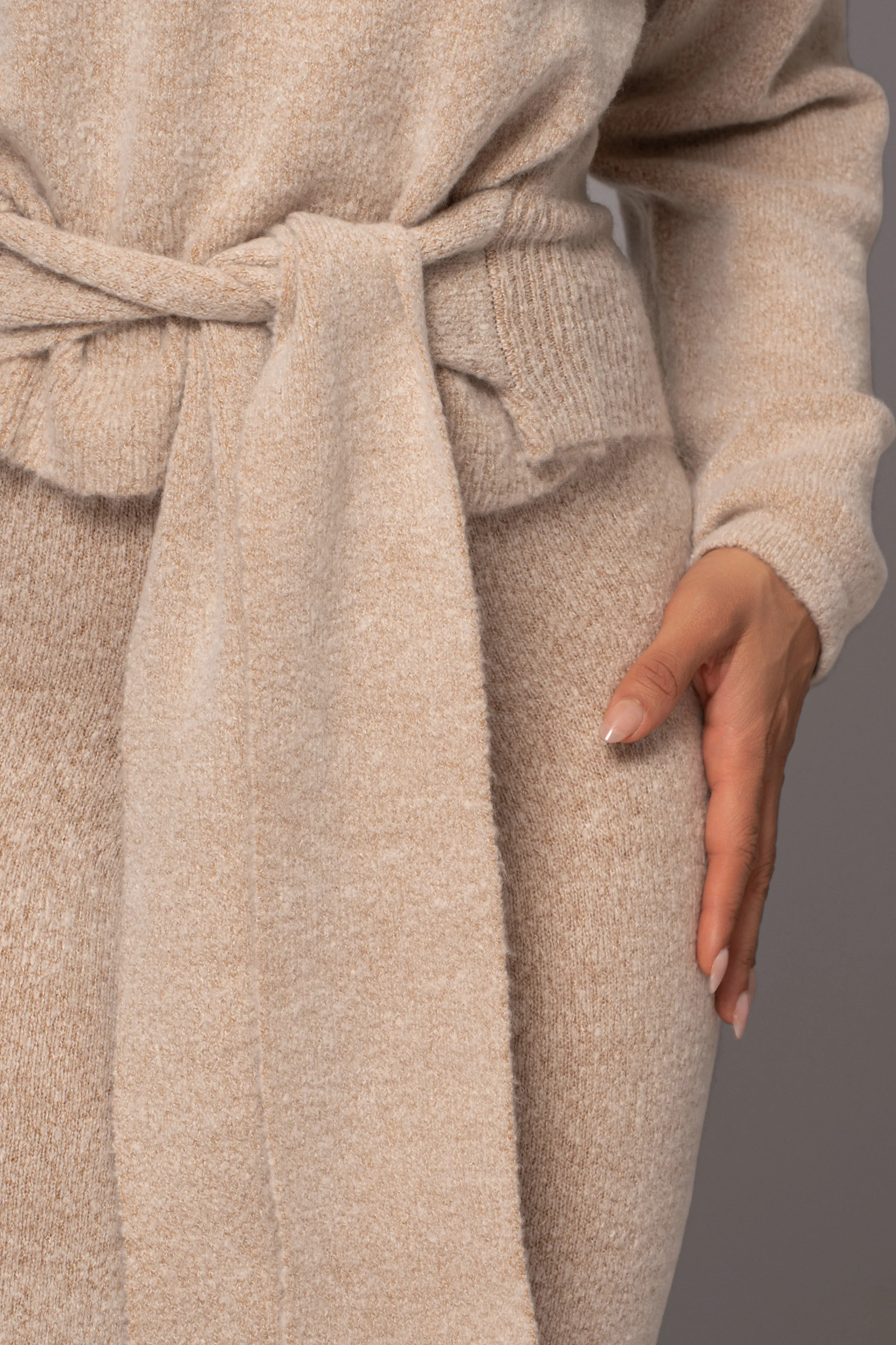 Beige Ivy Sweater Knit Pant Set