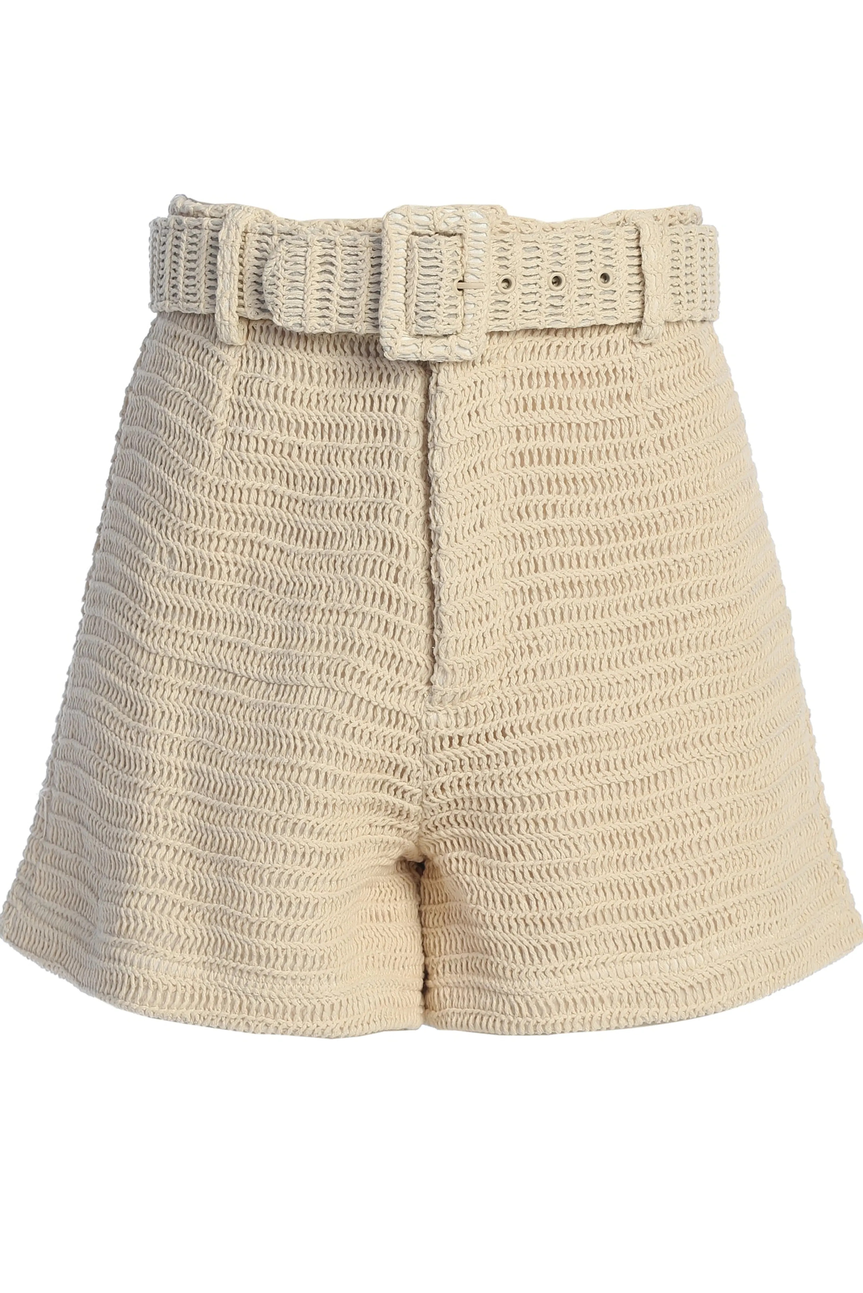 Beige Kelsie Belted Shorts