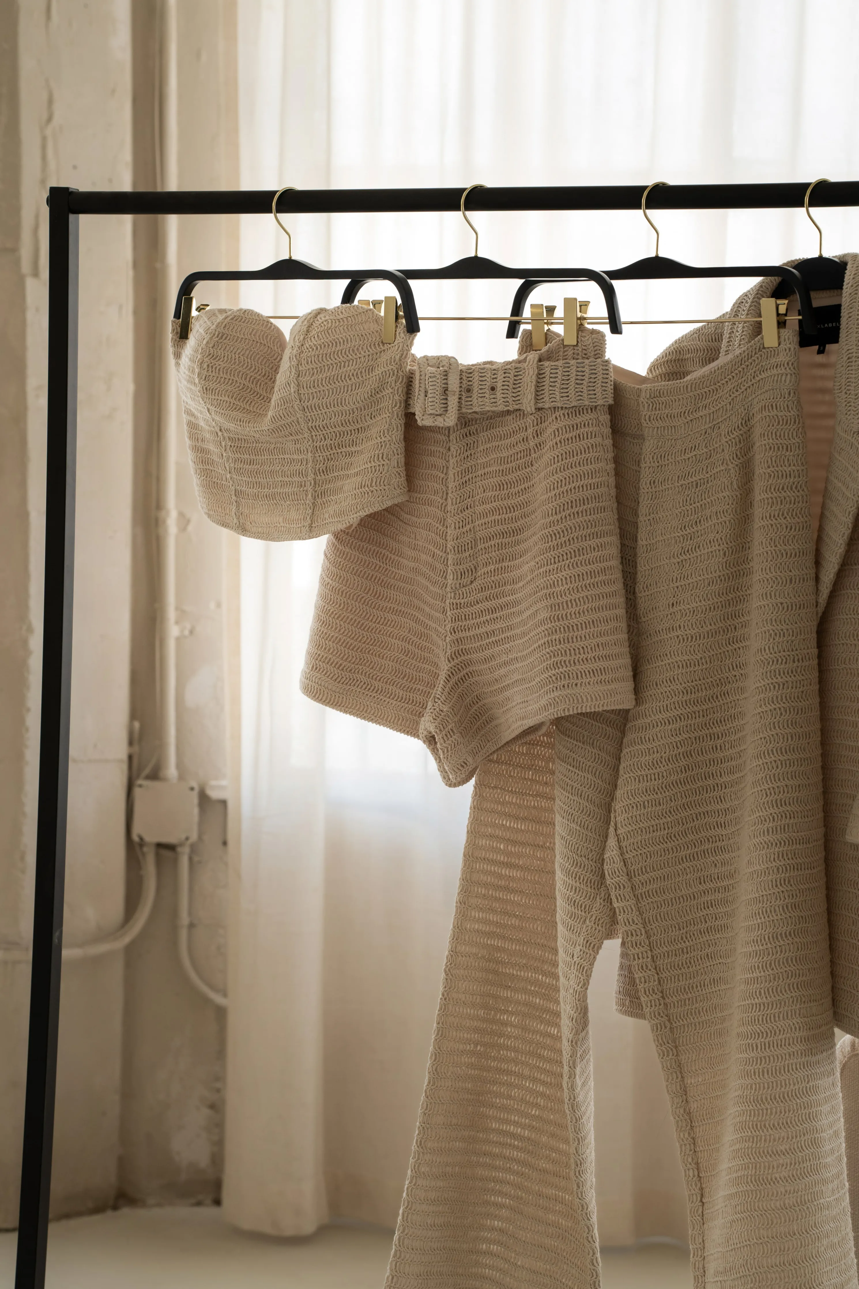Beige Kelsie Belted Shorts