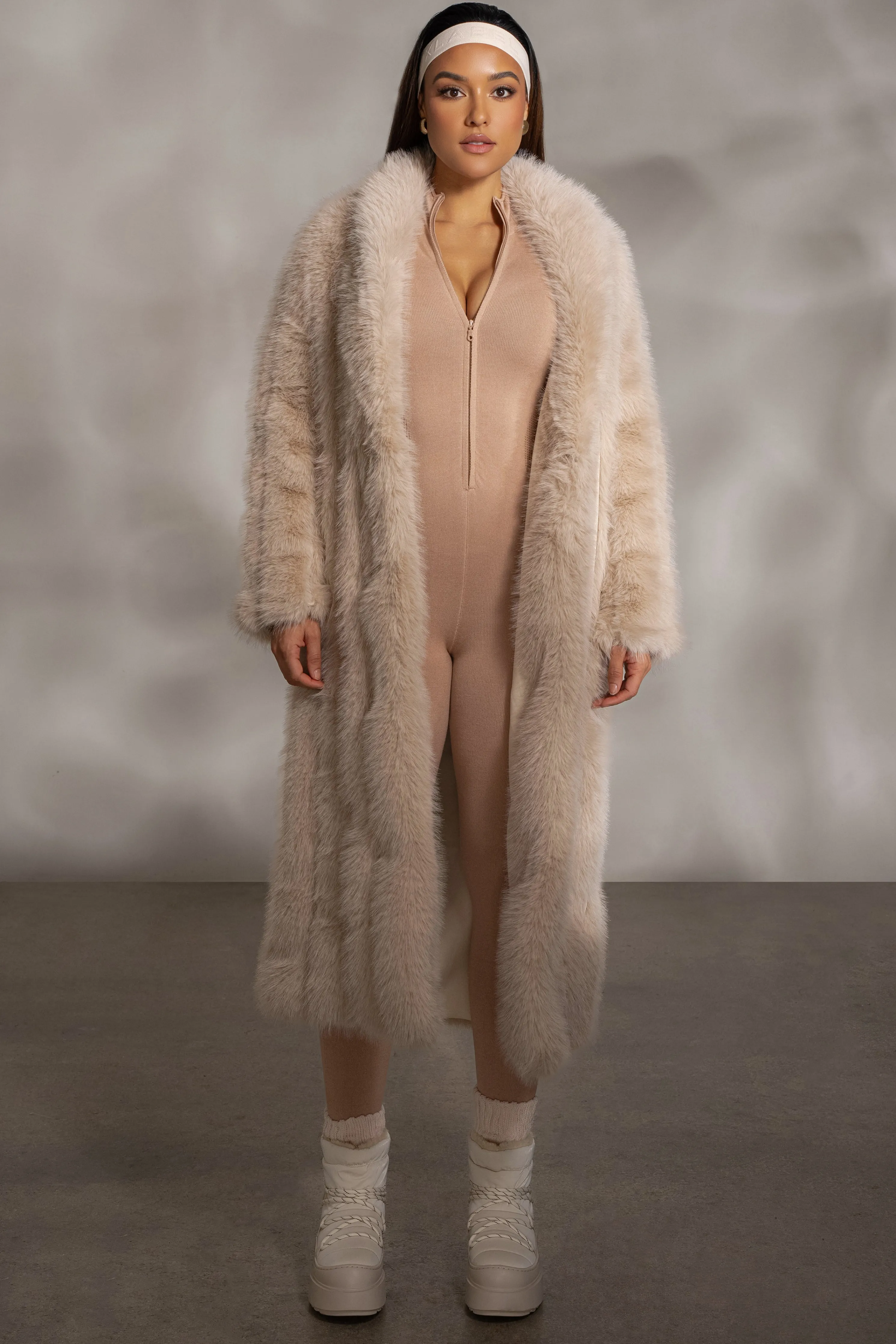 Beige Kris Front Zipper Jumpsuit