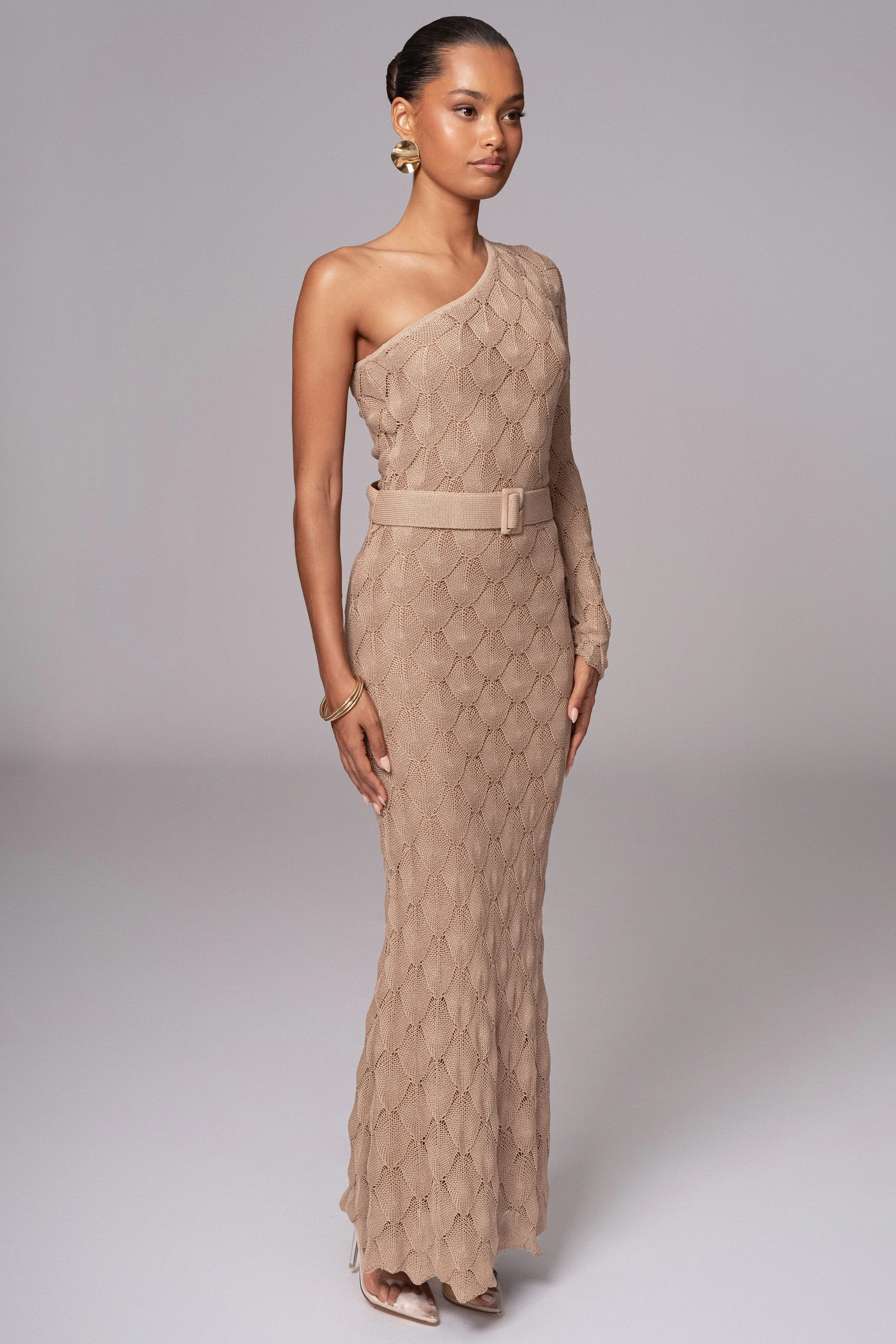 Beige La Costa One Shoulder Dress