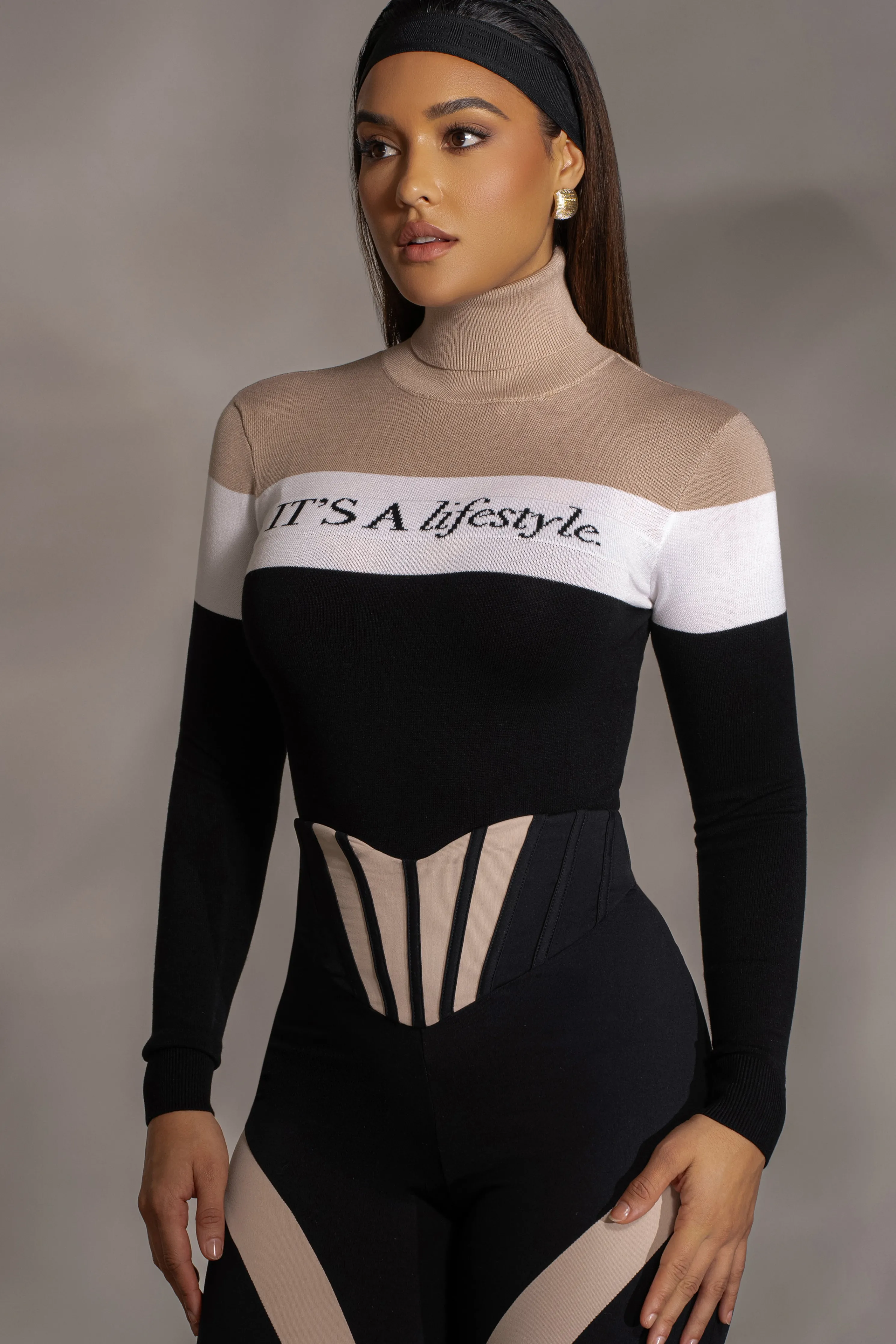 Beige Lifestyle Knit Bodysuit