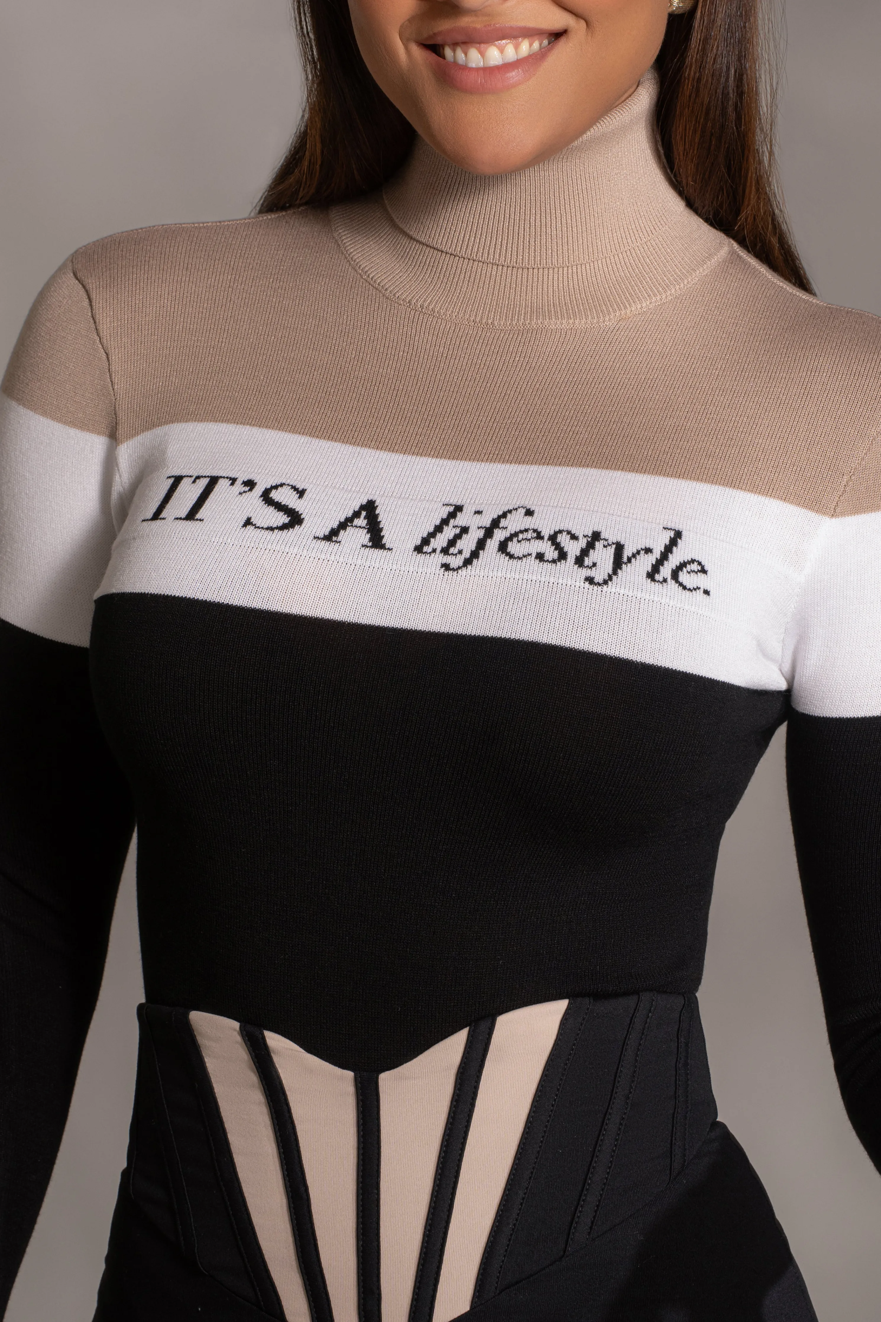 Beige Lifestyle Knit Bodysuit