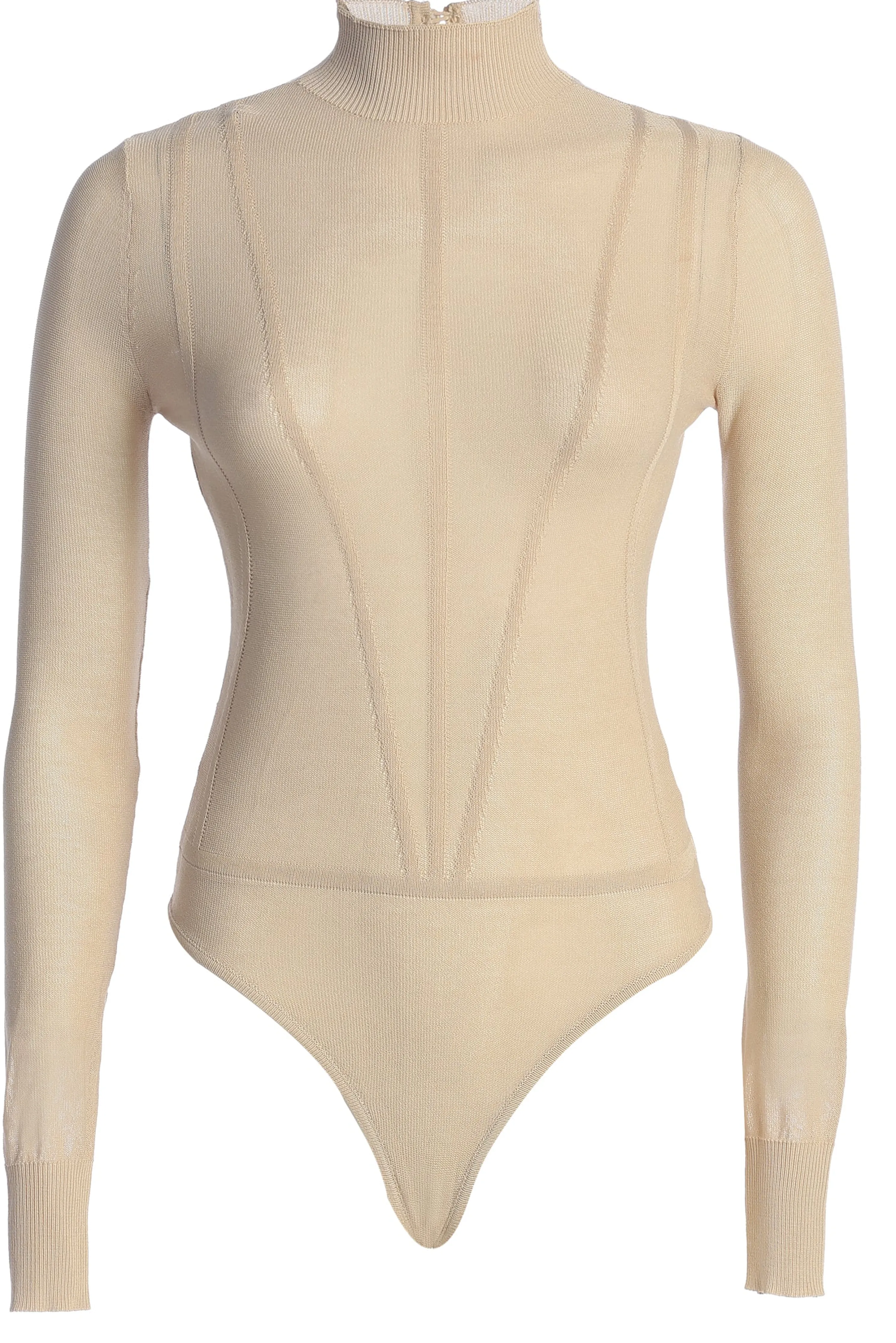 Beige Lori Sheer Knit Bodysuit